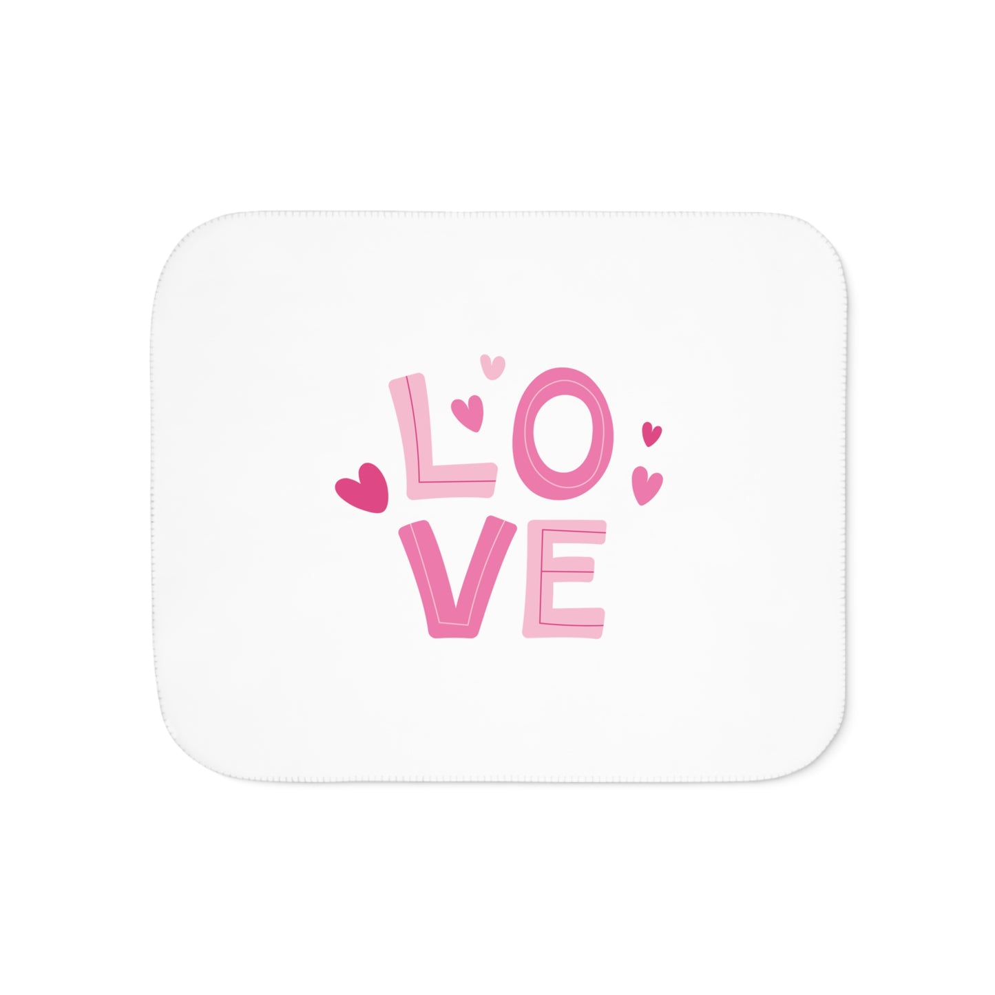 Love with Hearts Printed Sherpa Blenket, Pink