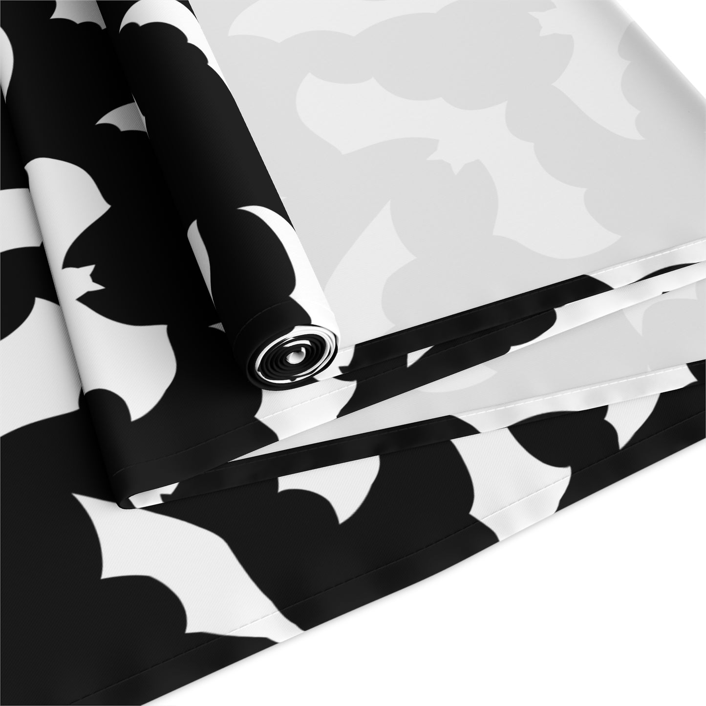 Halloween Table runer – Black & White Bat Pattern – Spooky Halloween Dining Decor & Host Gift