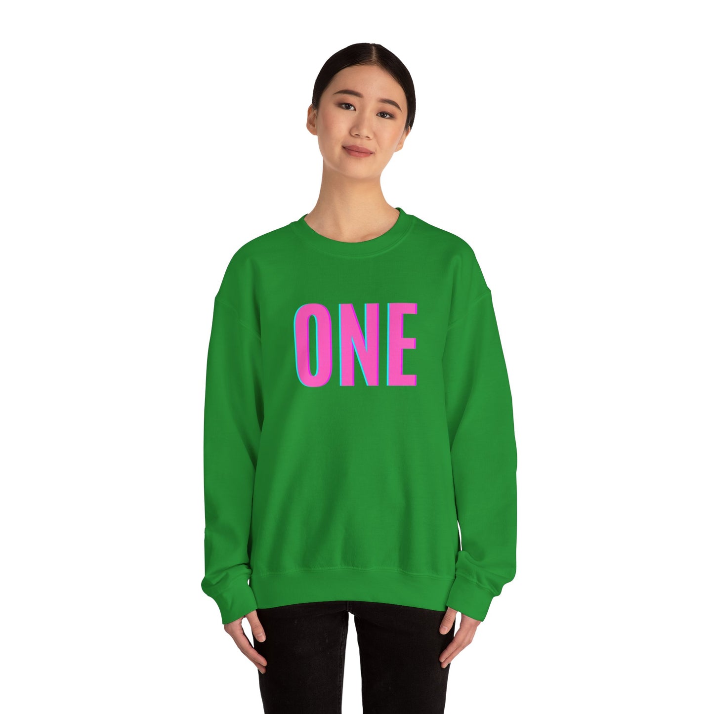 ONE Print White Unisex SweatshirtCrewneck Sweatshirt