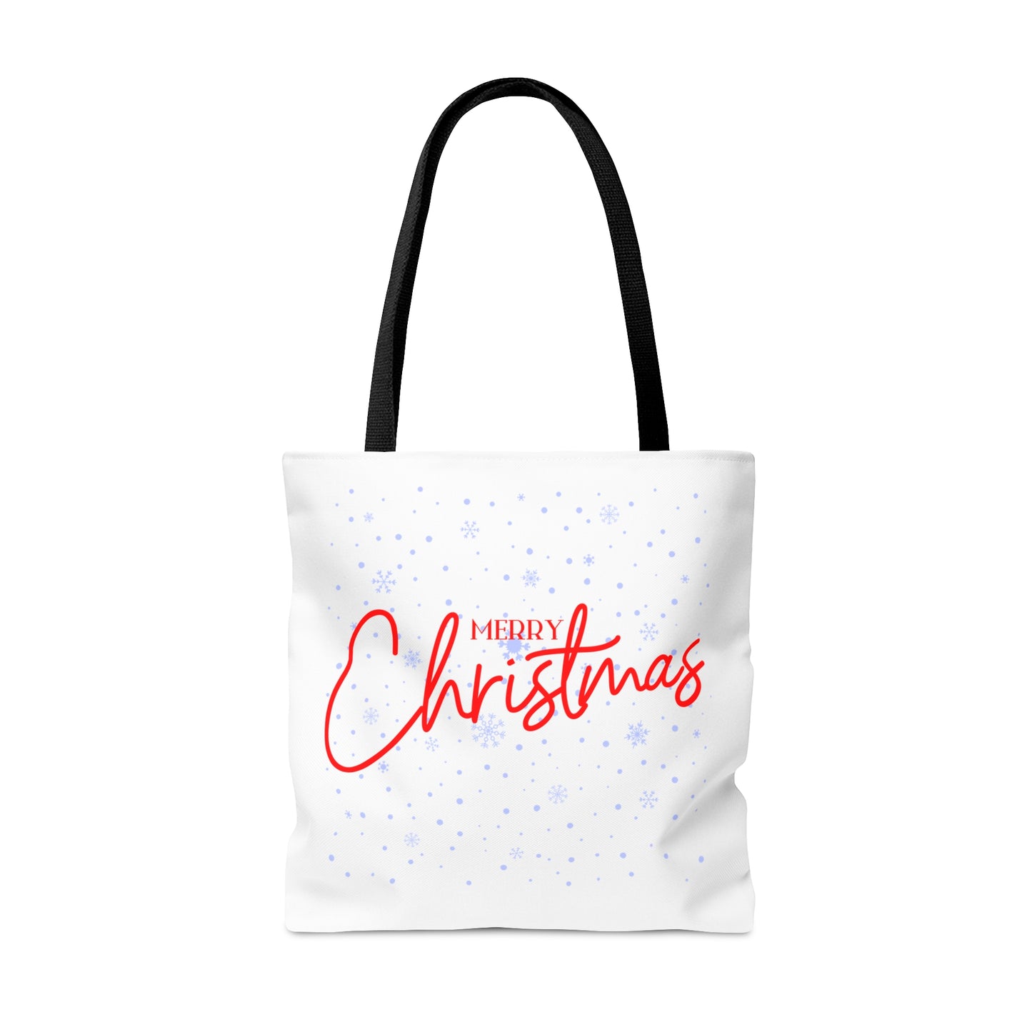 Tote Bag – Red “MERRY Christmas” Text with Snowflake Pattern – Holiday Gift for Seasonal Shoppers