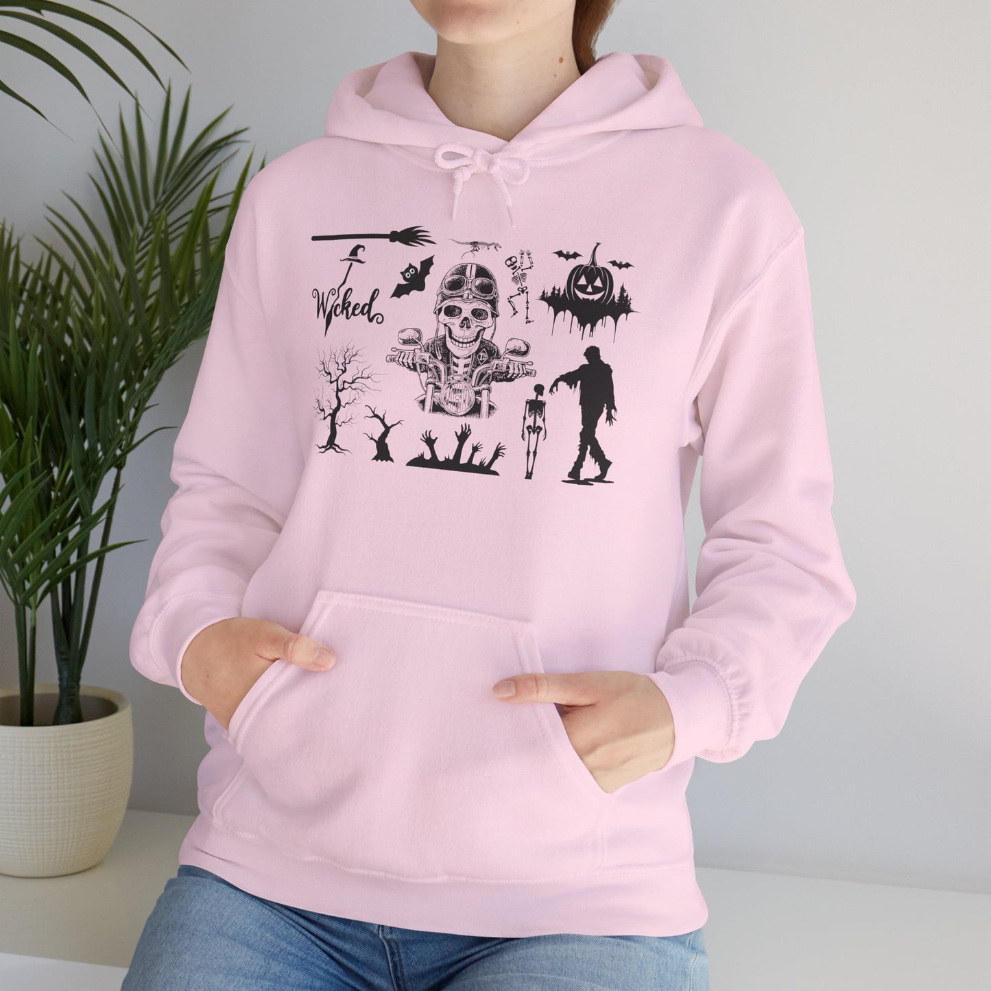 Wicked Skull Halloween Hoodie – Spooky Skeleton & Zombie Graphic Sweatshirt