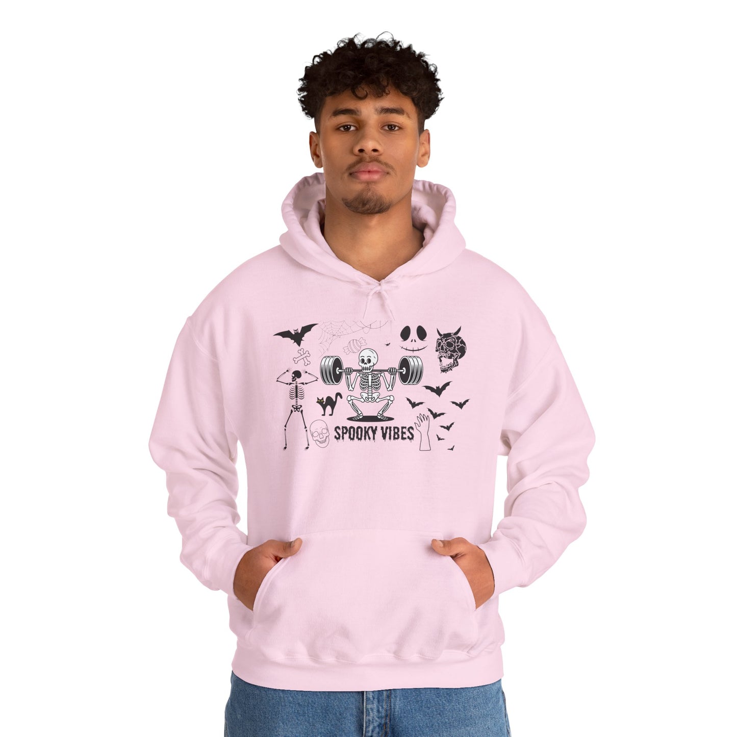 Spooky Vibes Skeleton Hoodie – Fun Halloween Gym-Themed Sweatshirt