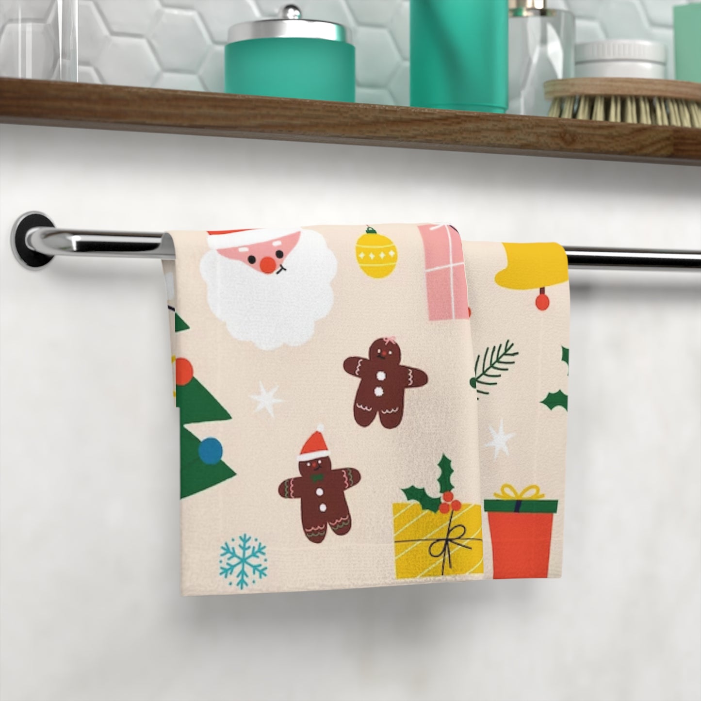 Christmas Soft Cotton Blend Face Towel – 13" x 13"
