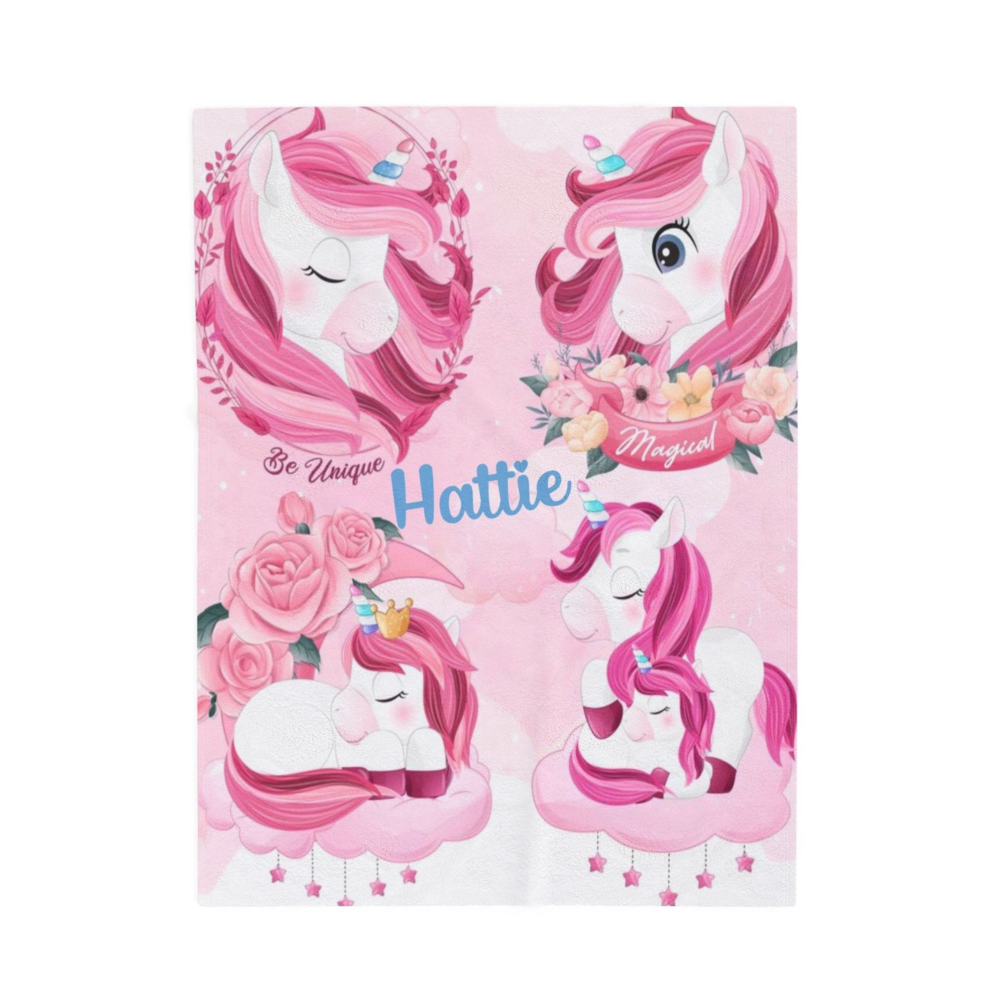 Personalized Unicorn Blanket for Kids – Soft Plush Velveteen Throw for Girls – Magical Custom Gift for Birthdays & Holidays