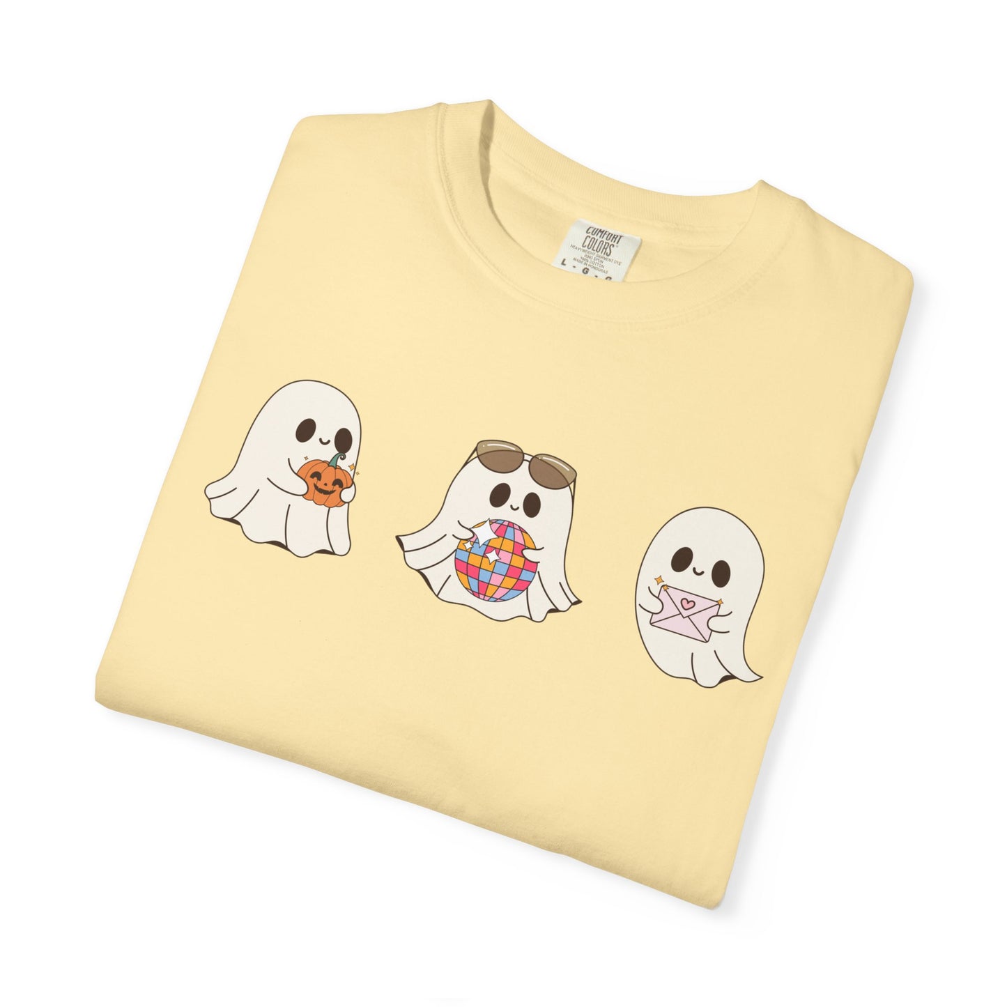 Three Cute Ghosts with Pumpkin, Trick or Treat Party Outfit – October Holiday Shirt