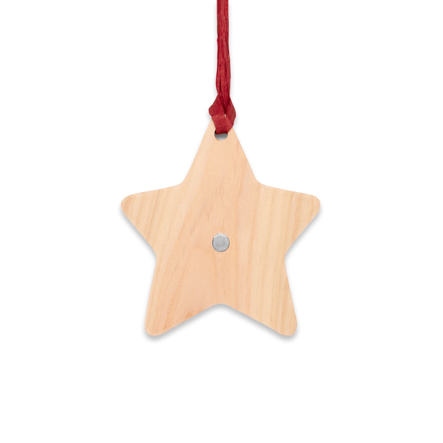 Wooden Ornament – Blue Christmas Stocking with Santa, Snowman & Penguin – Magnetic Holiday Decor with Ribbon