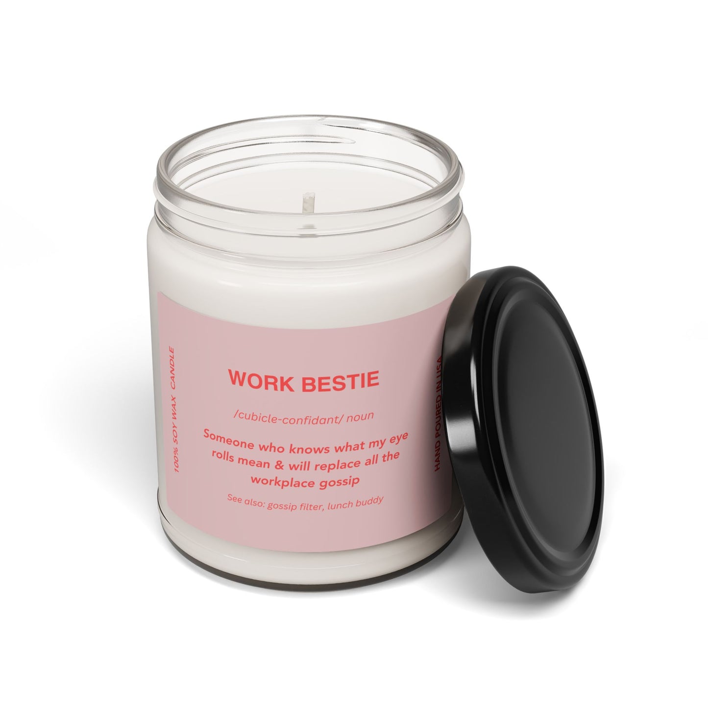 Work Bestie Scented Soy Candle, 9oz – Funny Gift for Coworkers and Office Friends