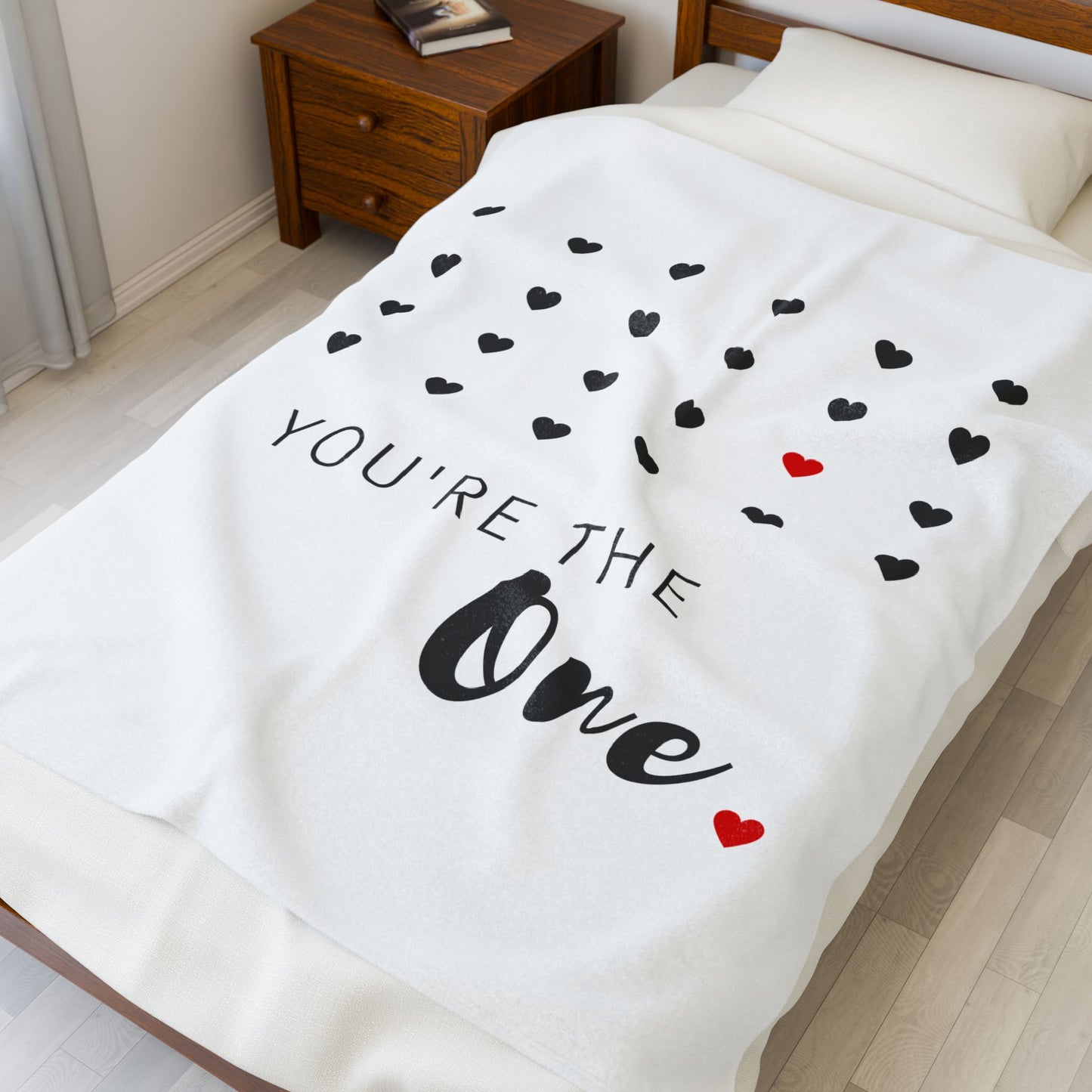You are the one, Velveteen Plush Blanket for Valentine