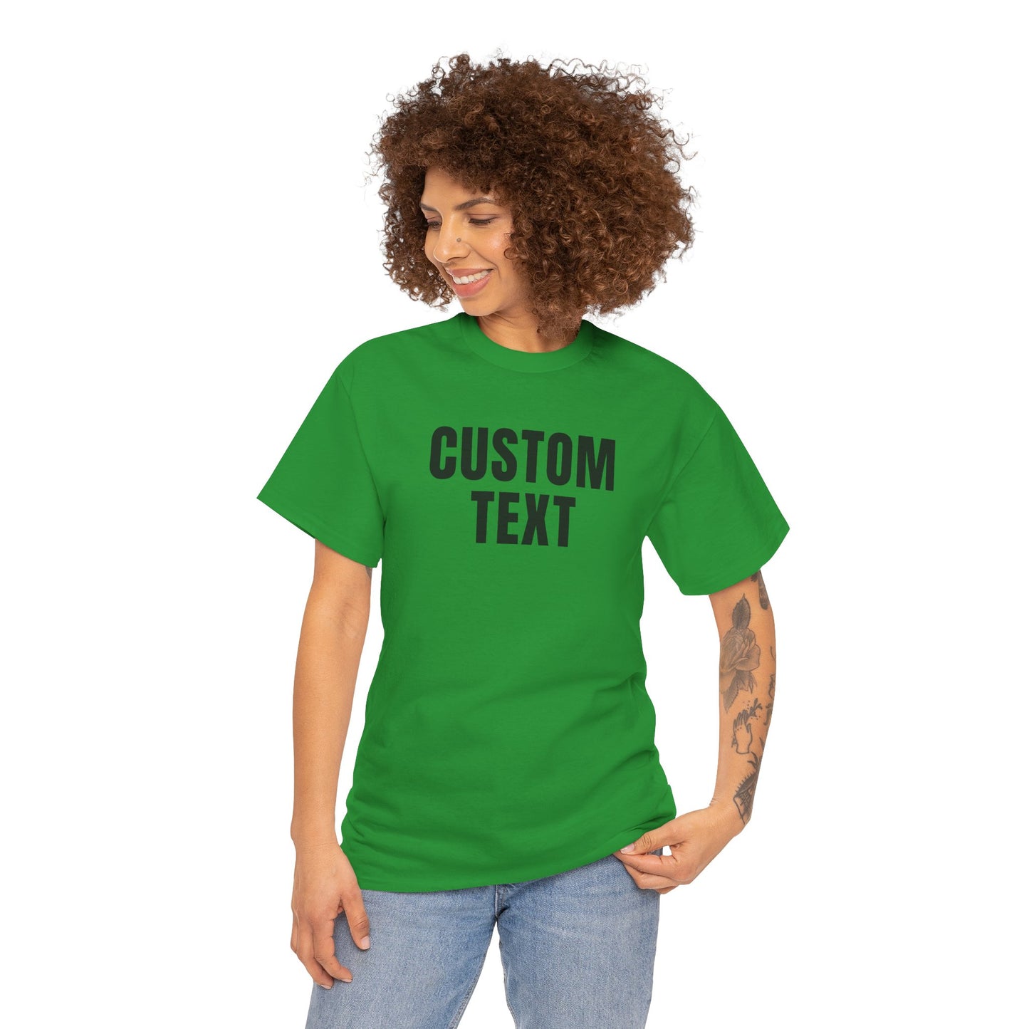 Custom Text T-Shirt – Personalized White Lettering Tee for Men & Women