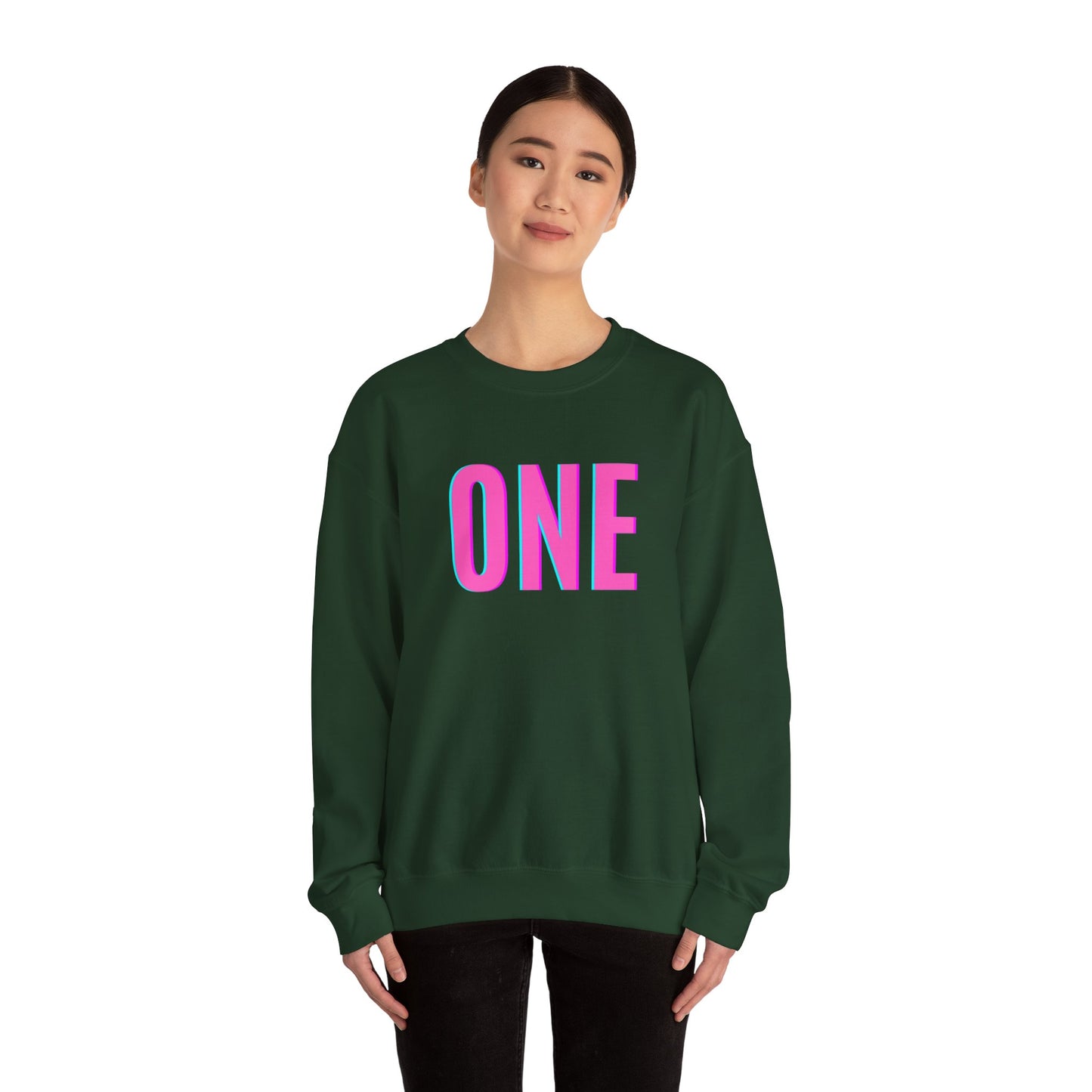 ONE Print White Unisex SweatshirtCrewneck Sweatshirt