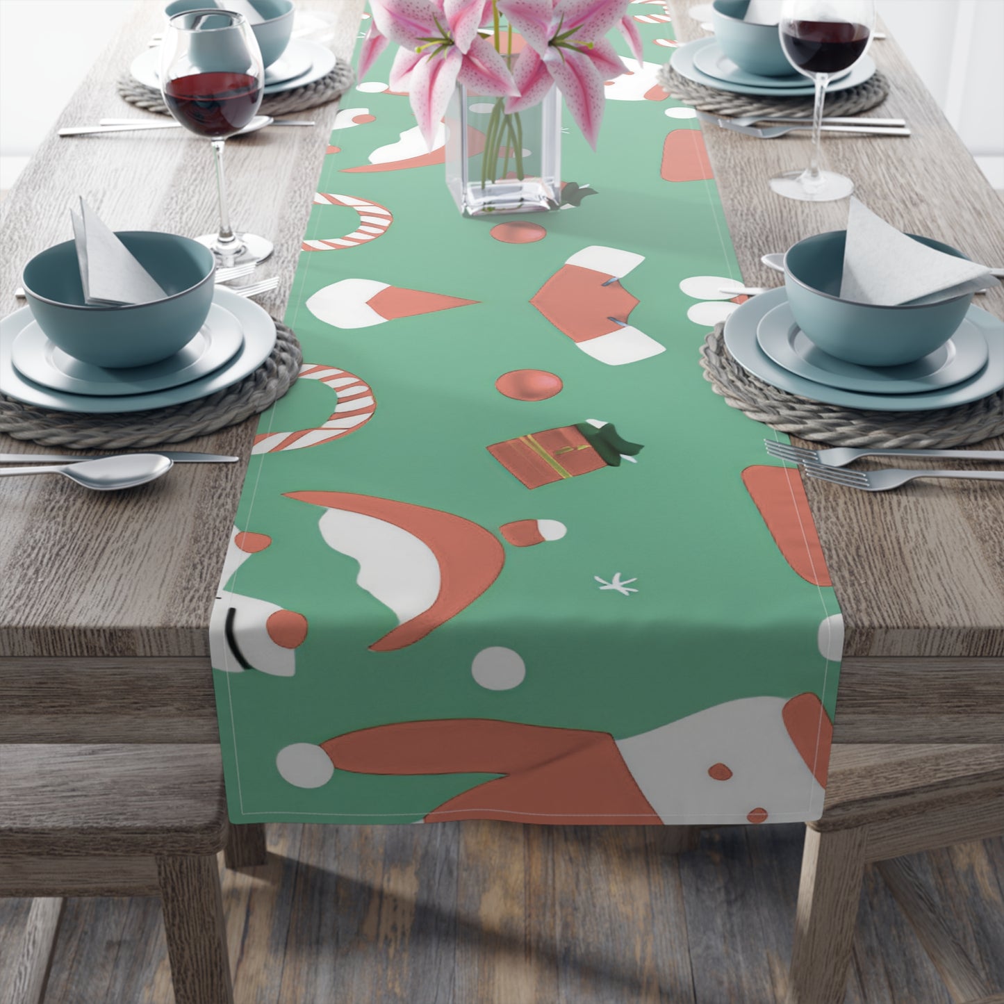 Christmas Table Runner – Cotton Twill or Polyester in Two Sizes