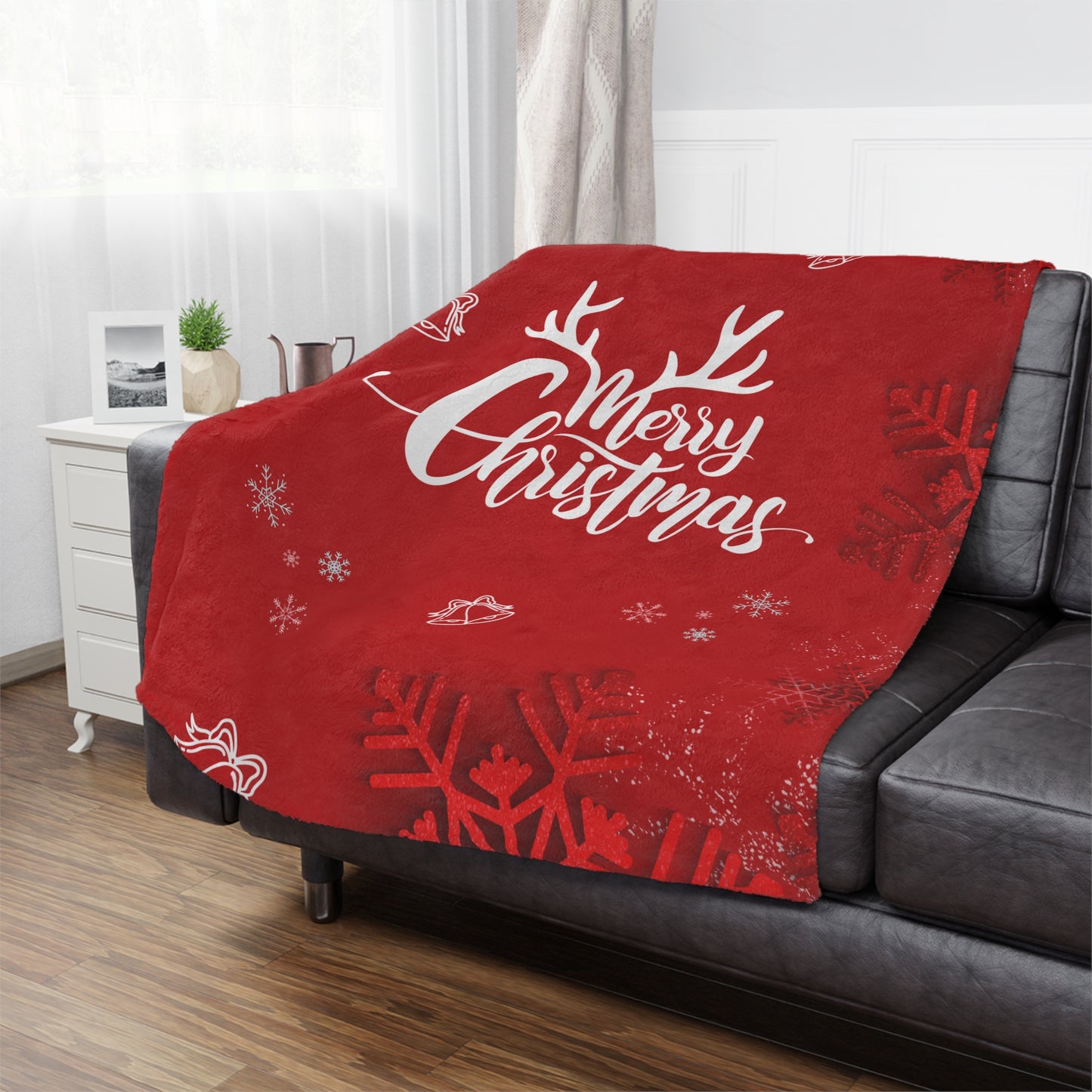 Merry Christmas in Red Printed Minky Blanket