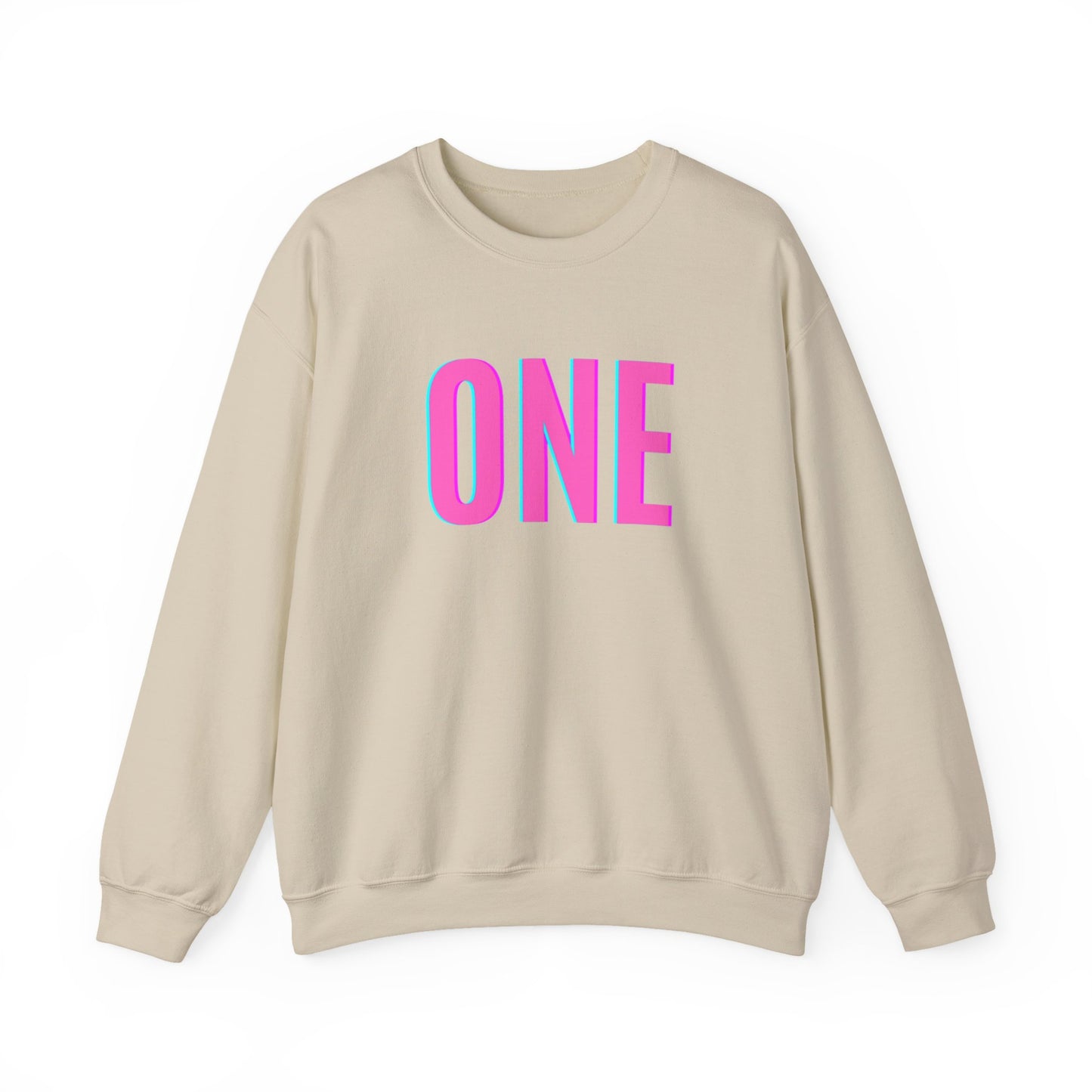 ONE Print White Unisex SweatshirtCrewneck Sweatshirt