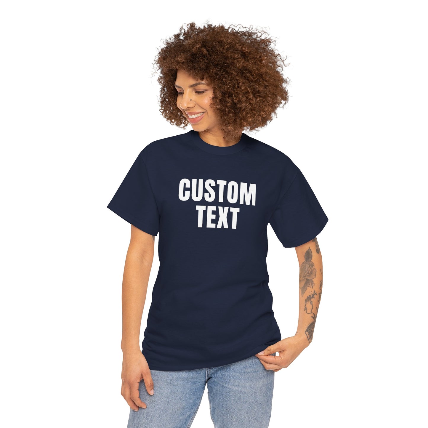 Custom Text T-Shirt – Personalized White Lettering Tee for Men & Women