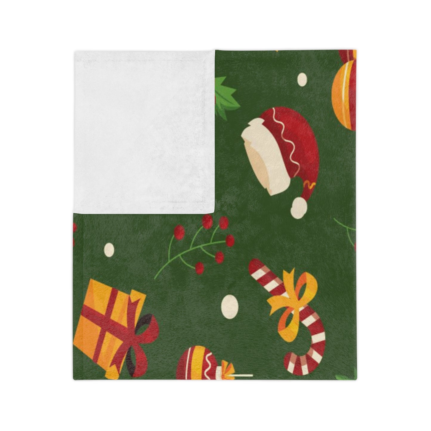 Dark Green Christmas Velveteen Minky Blanket