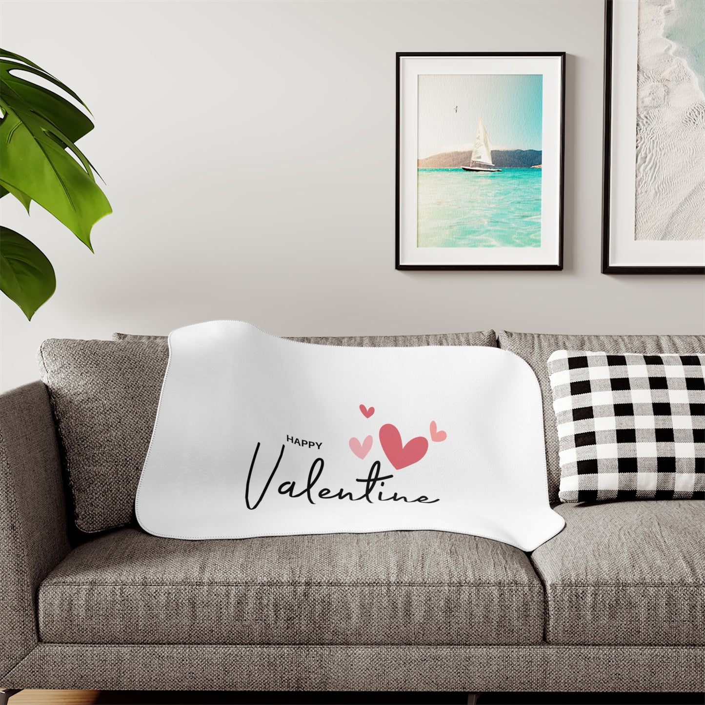Happy Valentine with Flying Heart Sherpa Blenket for Valentine Day
