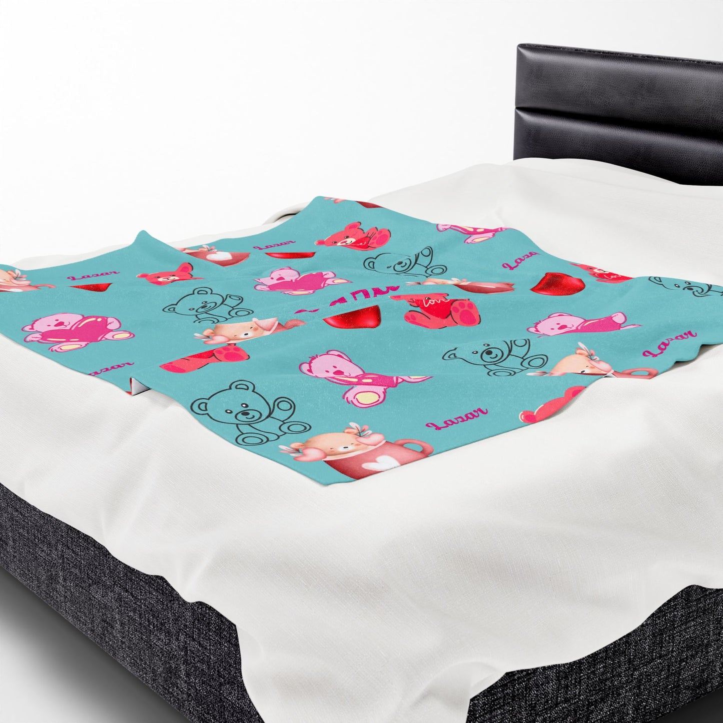 Personalized Teddy Bear Plush Blanket for Toddlers - Cute and Cozy Baby Shower Gift