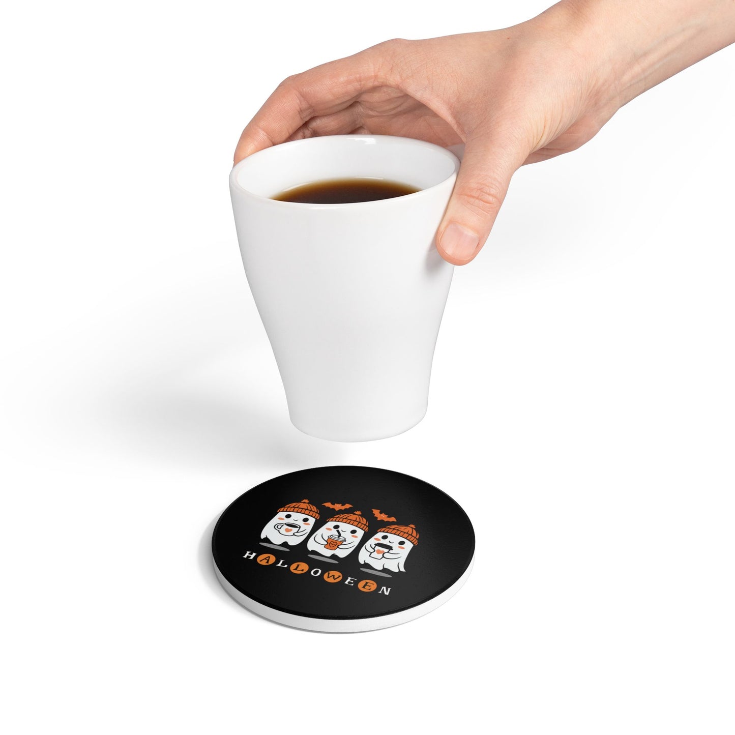 Cute Ghosts Halloween Ceramic Coaster – Spooky Fun Drink Accessory