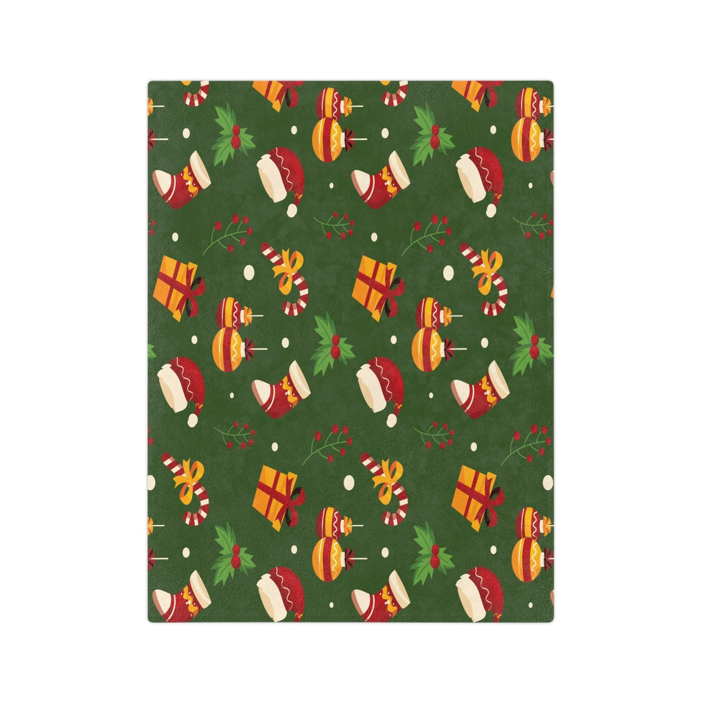 Dark Green Christmas Velveteen Minky Blanket