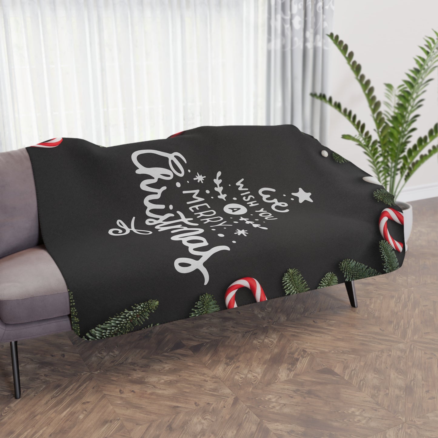 We Wish You Merry Christmas Printed Sherpa Blanket
