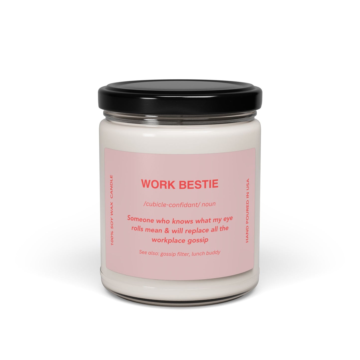 Work Bestie Scented Soy Candle, 9oz – Funny Gift for Coworkers and Office Friends