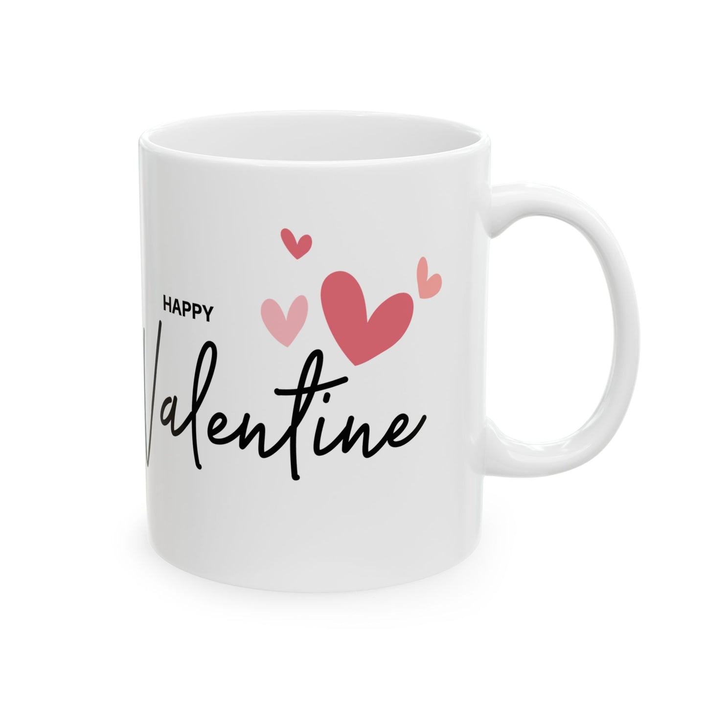 Happy Valentine with Heart Printed Valentine Ceramic Mug, 11oz