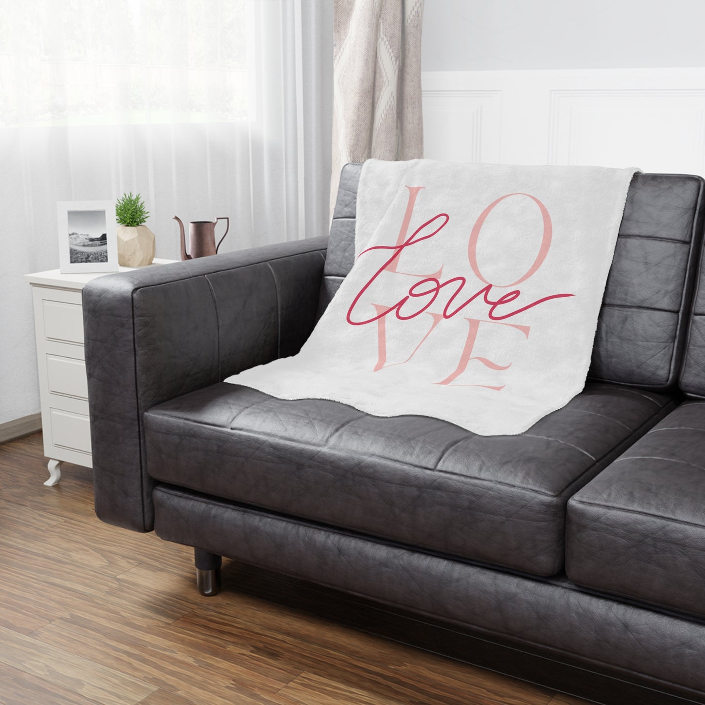 I Love Printed Valenitne Minky Blanket, White & Red