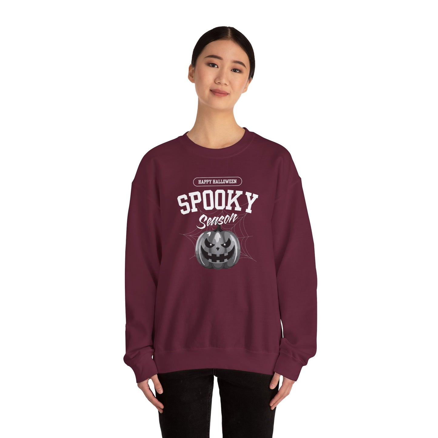 Spooky Season Halloween Sweatshirt – Creepy Cute Pumpkin Graphic Pullover for Fall
