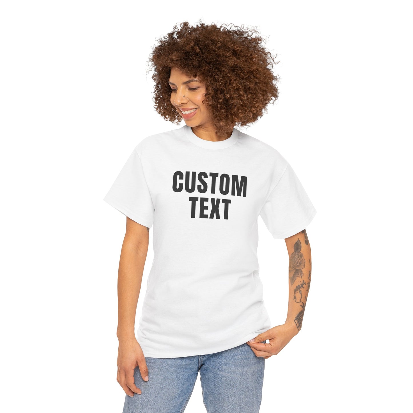 Custom Text T-Shirt – Personalized White Lettering Tee for Men & Women