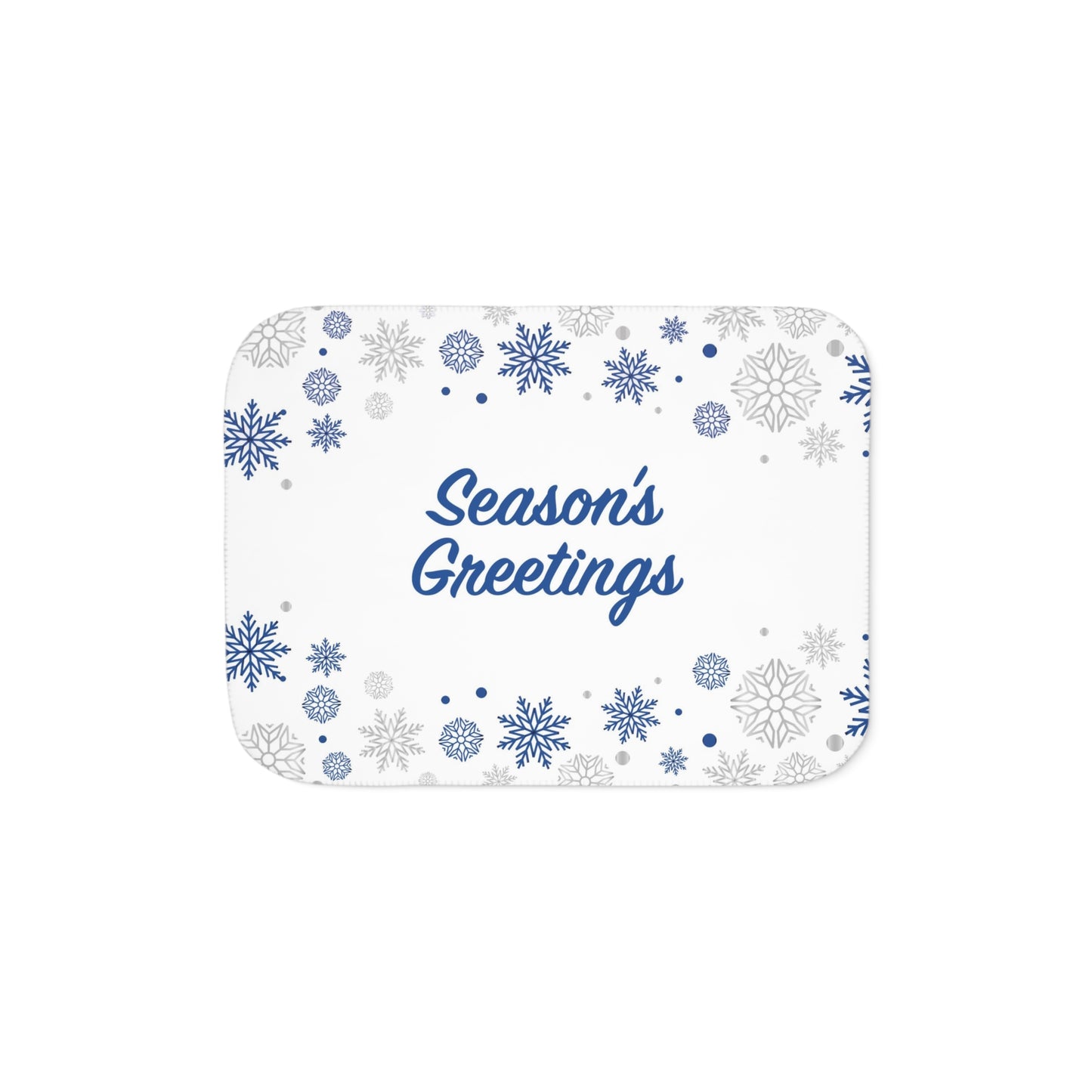 Season's Greetings Sherpa Blanket for Christmas Gifts, White