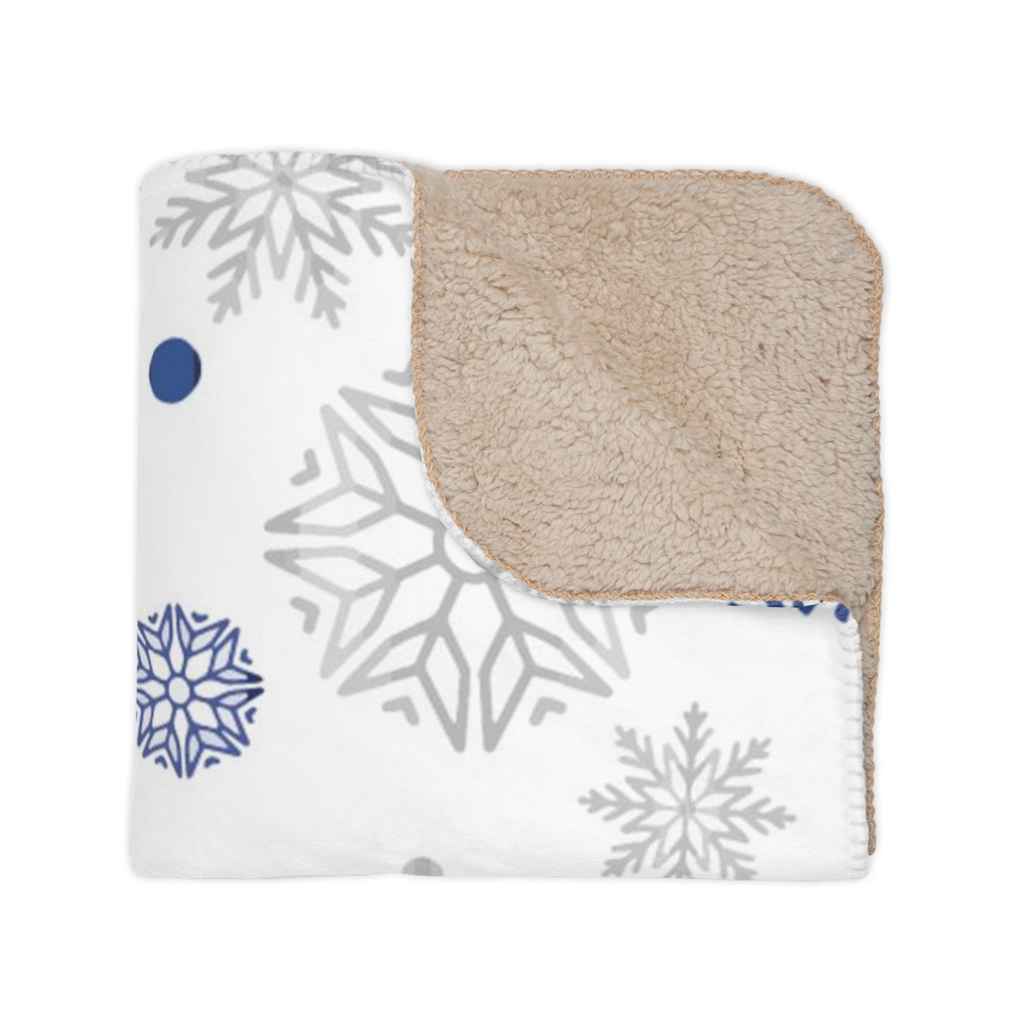 Merry Christmas Tan Sherpa Blanket, White