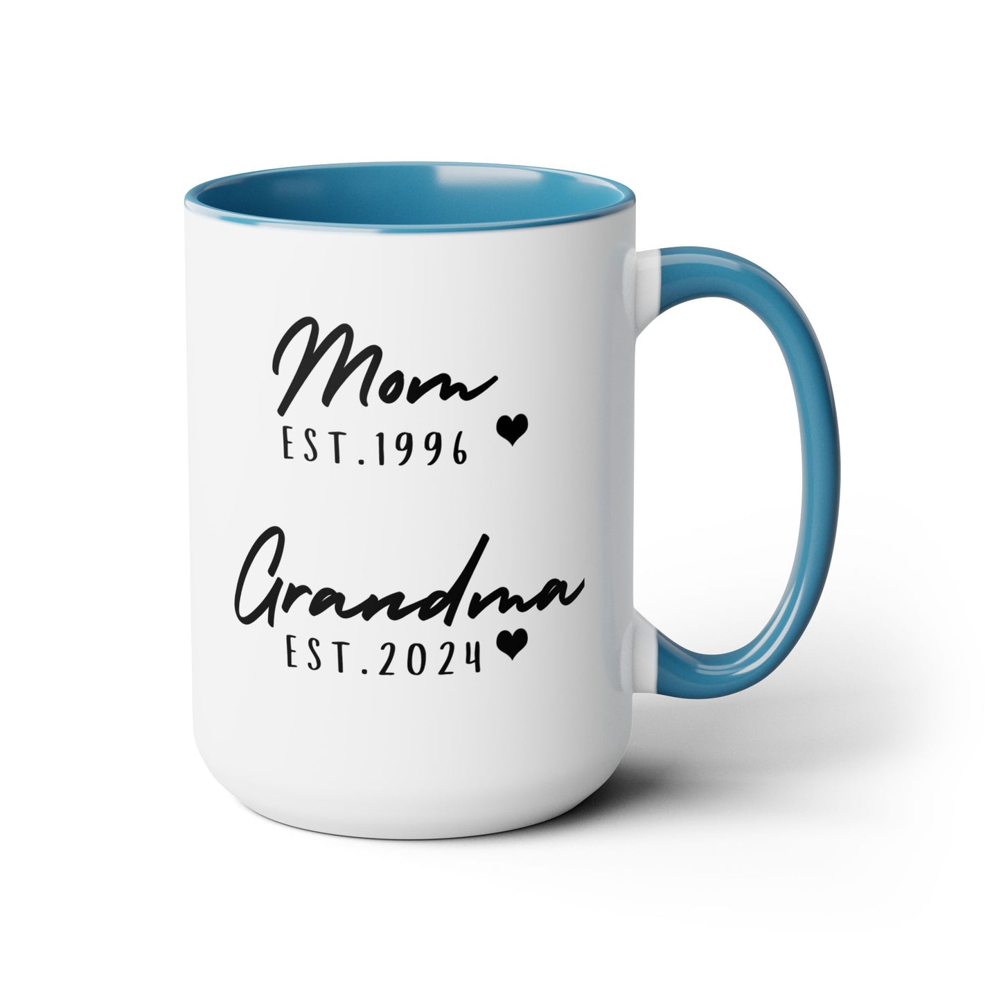 Mom & Grandma EST. 15oz Ceramic Coffee Mug – Sentimental Personalized Gift