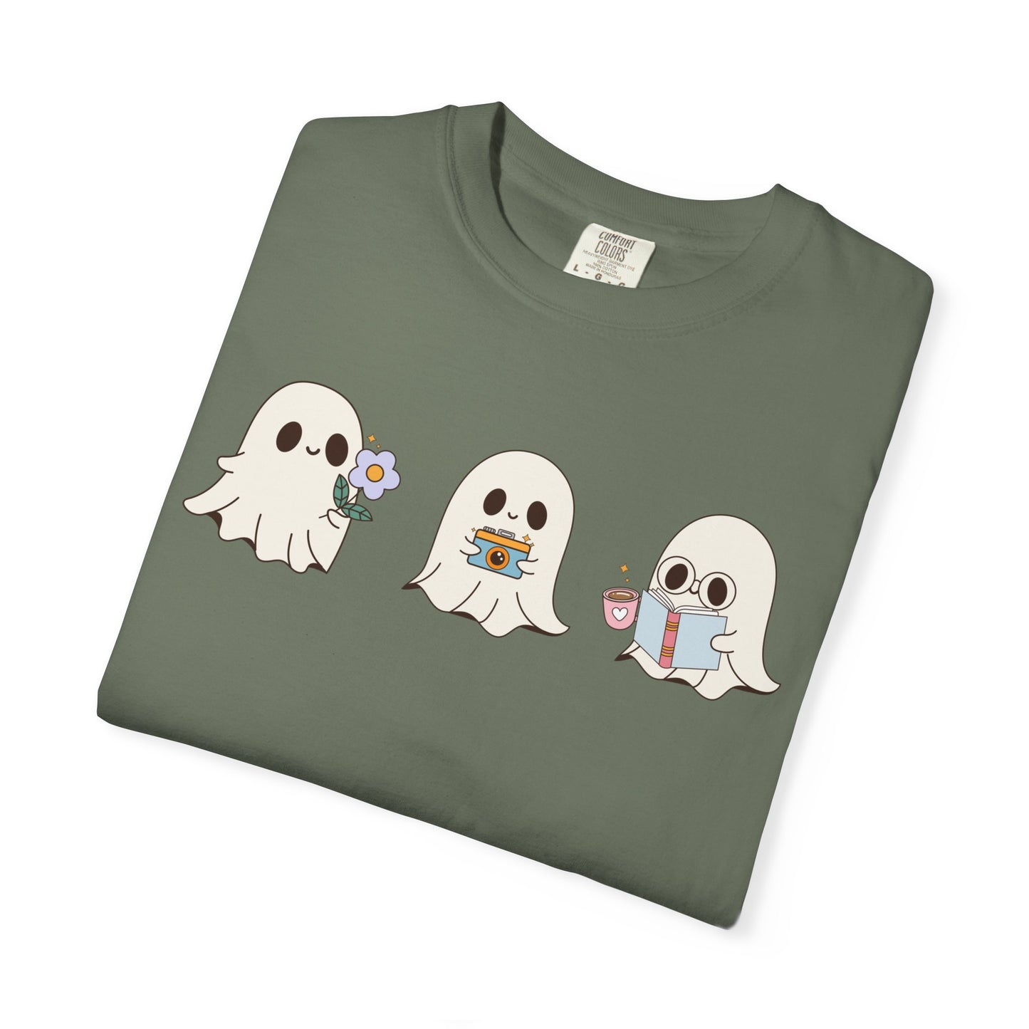 Cute Ghost Trio Halloween T-Shirt – Spooky Season Graphic Tee