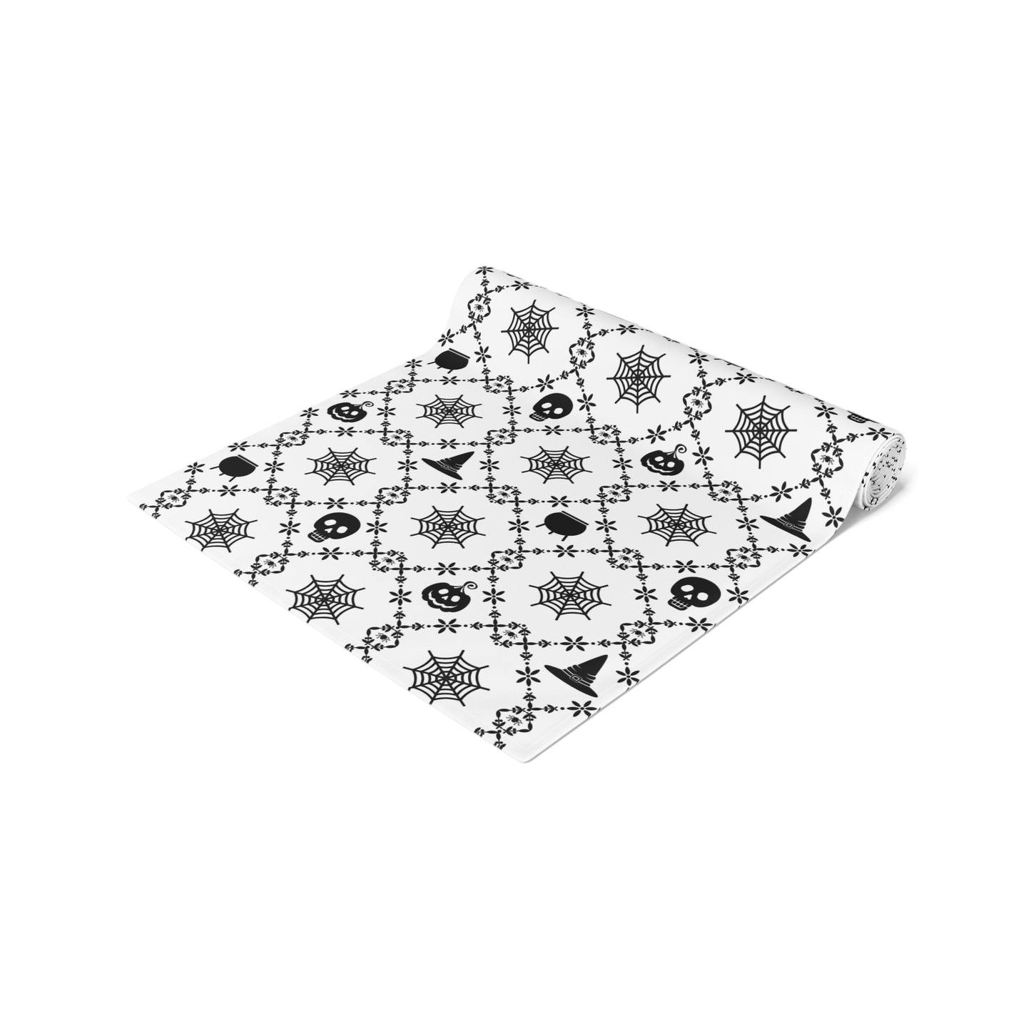 Black & White Halloween Table Runner – Elegant Spooky Dining Decor