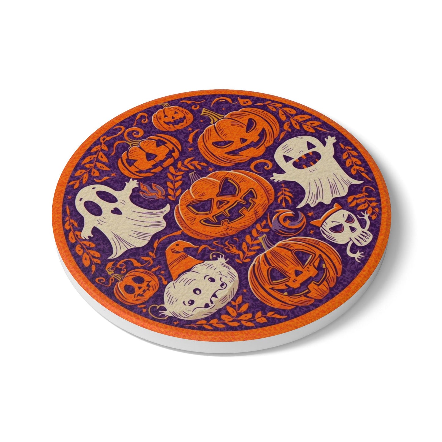 Playful Halloween Ceramic Coaster with Festive Design