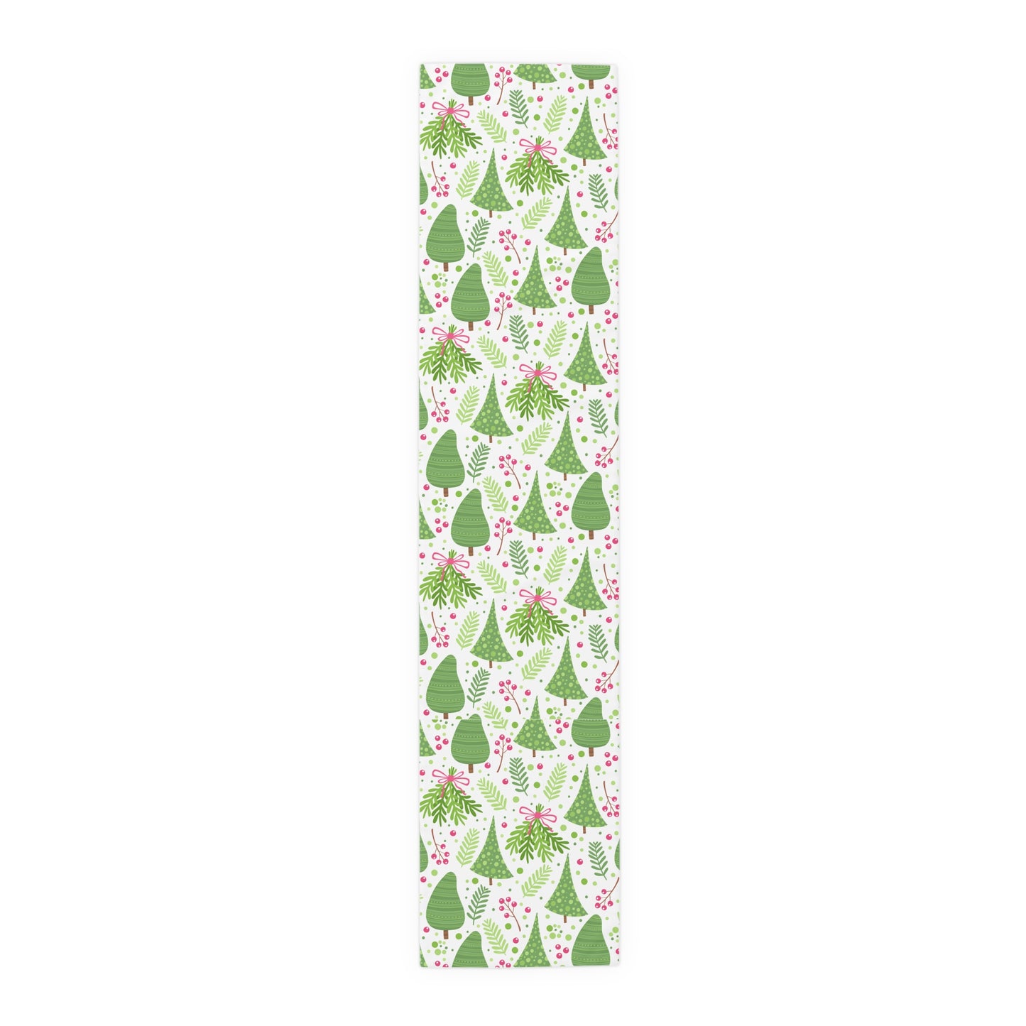 Festive Green Tree and Berry Pattern Wrapping Paper with Nature Motifs