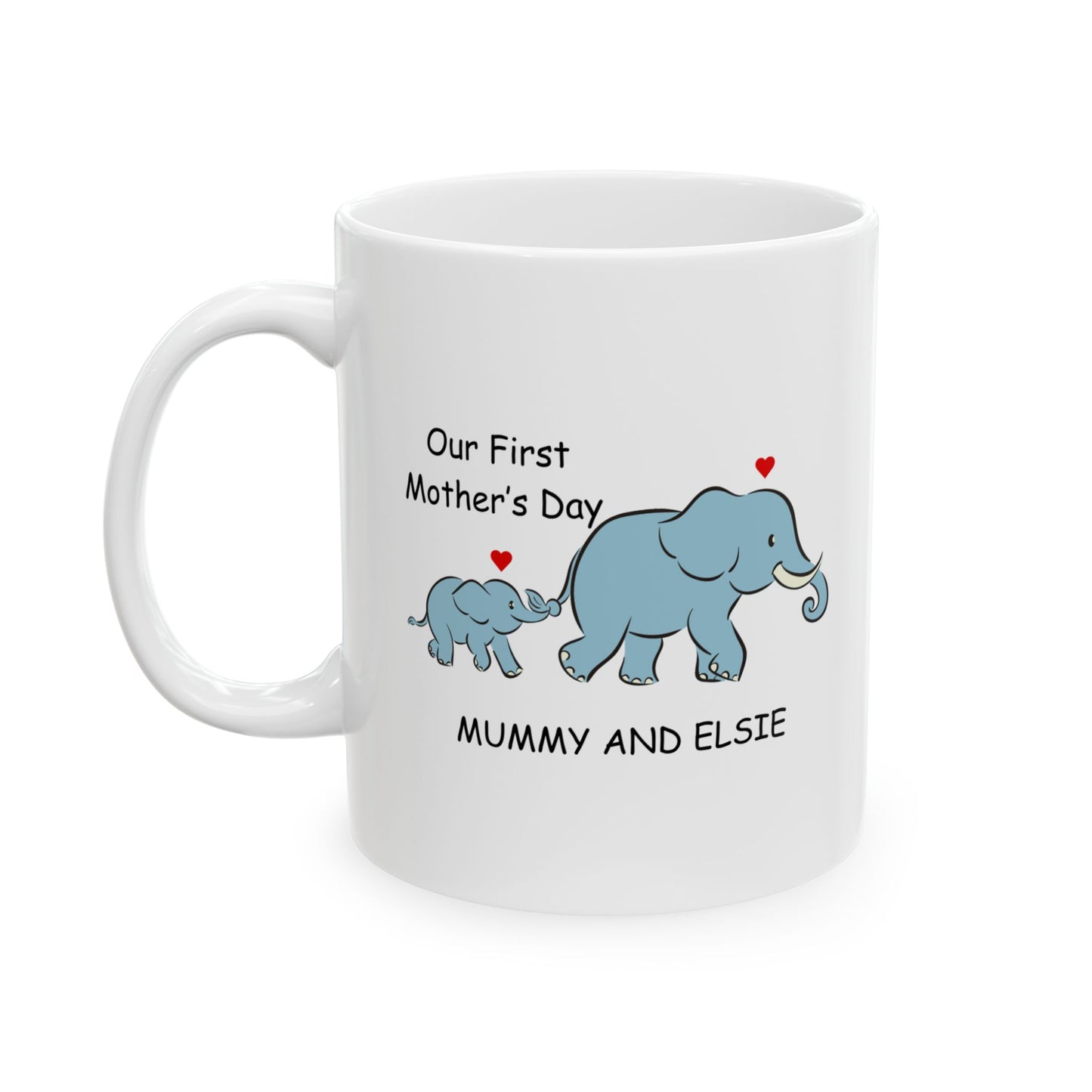 Mummy & Child Personalized Elephant Mug – First Mother’s Day Gift, 11oz