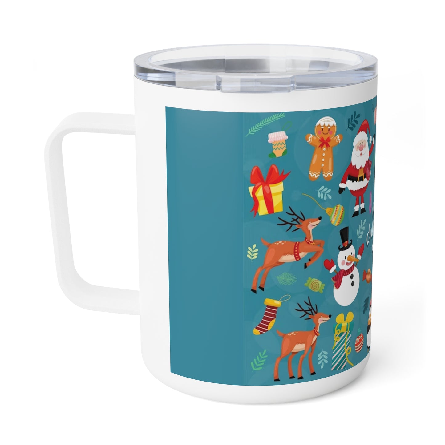 Christmas Insulated Coffee Mug – 10oz Stainless Steel Travel Cup with Lid