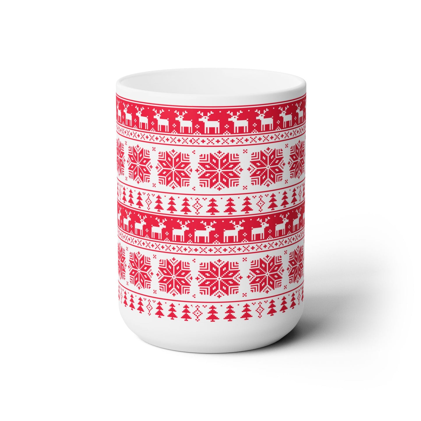 Christmas Ceramic Mug 15oz – Large Holiday Coffee & Tea Cup with C-Handle
