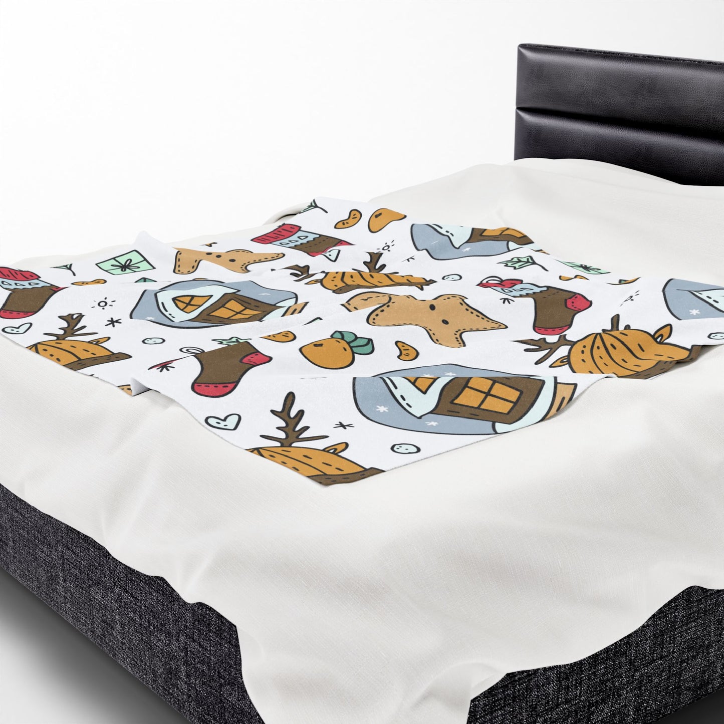 Velveteen Plush Blanket - Gingerbread & Snow Globe Festive Holiday Throw