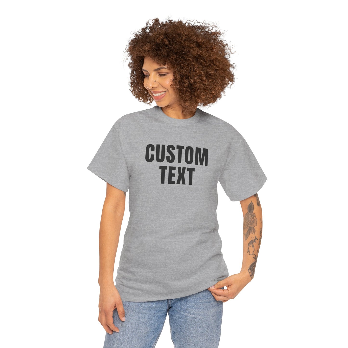 Custom Text T-Shirt – Personalized White Lettering Tee for Men & Women