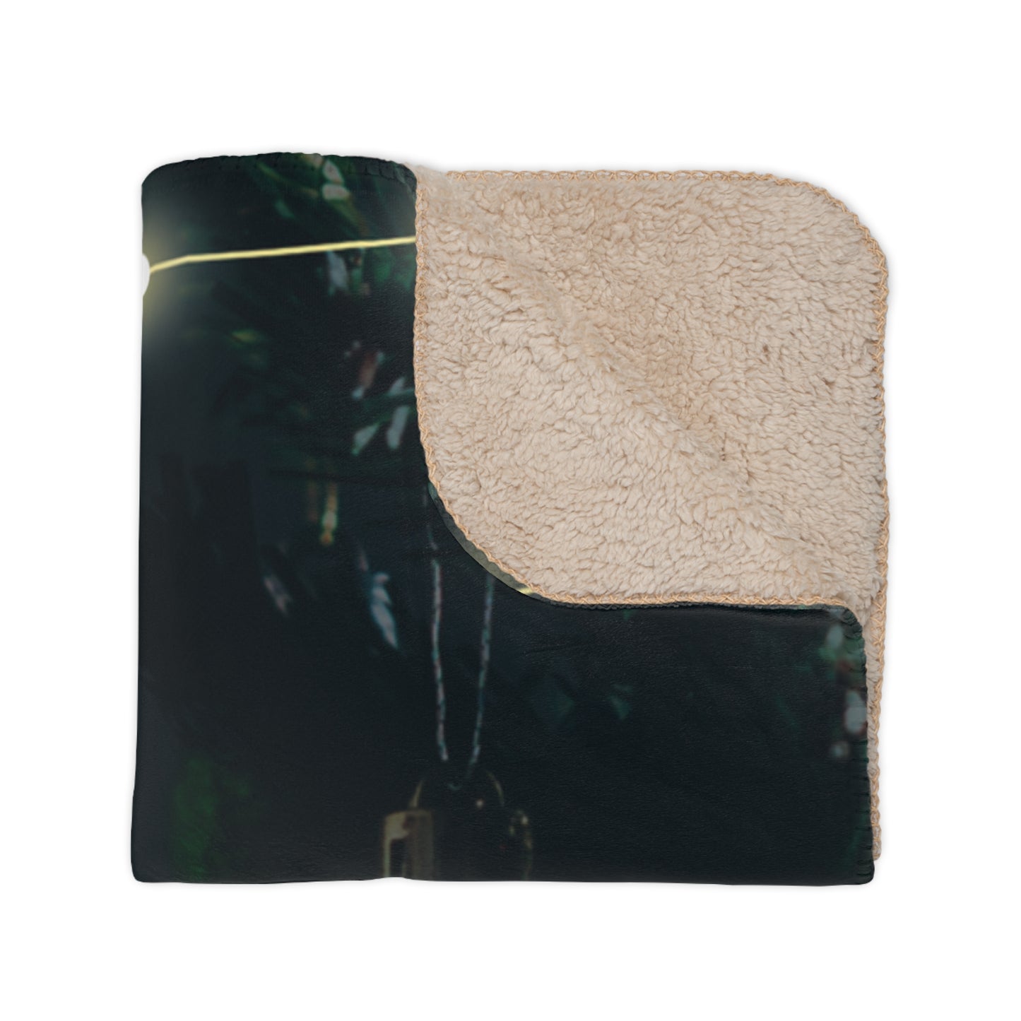 Merry Christmas in Black Printed Tan Sherpa Blanket