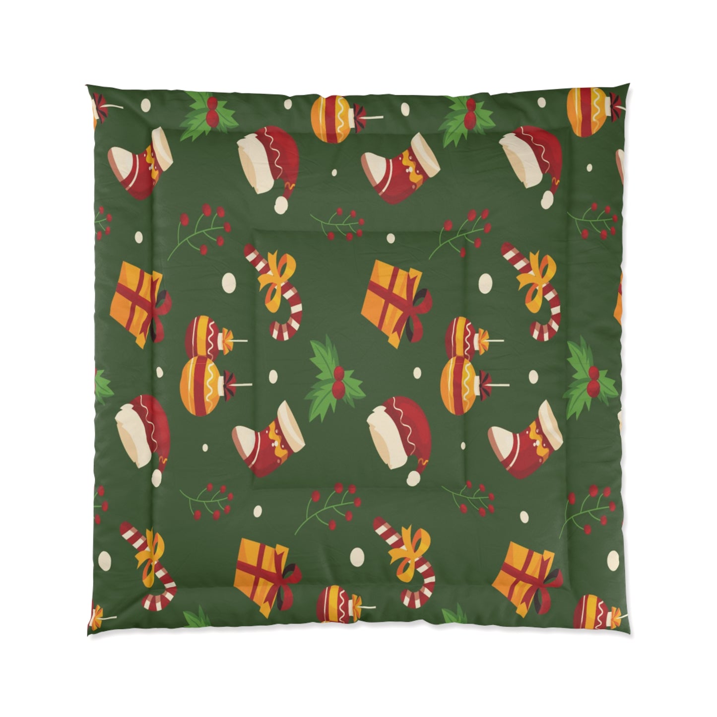 Dark Green Christmas Comforter