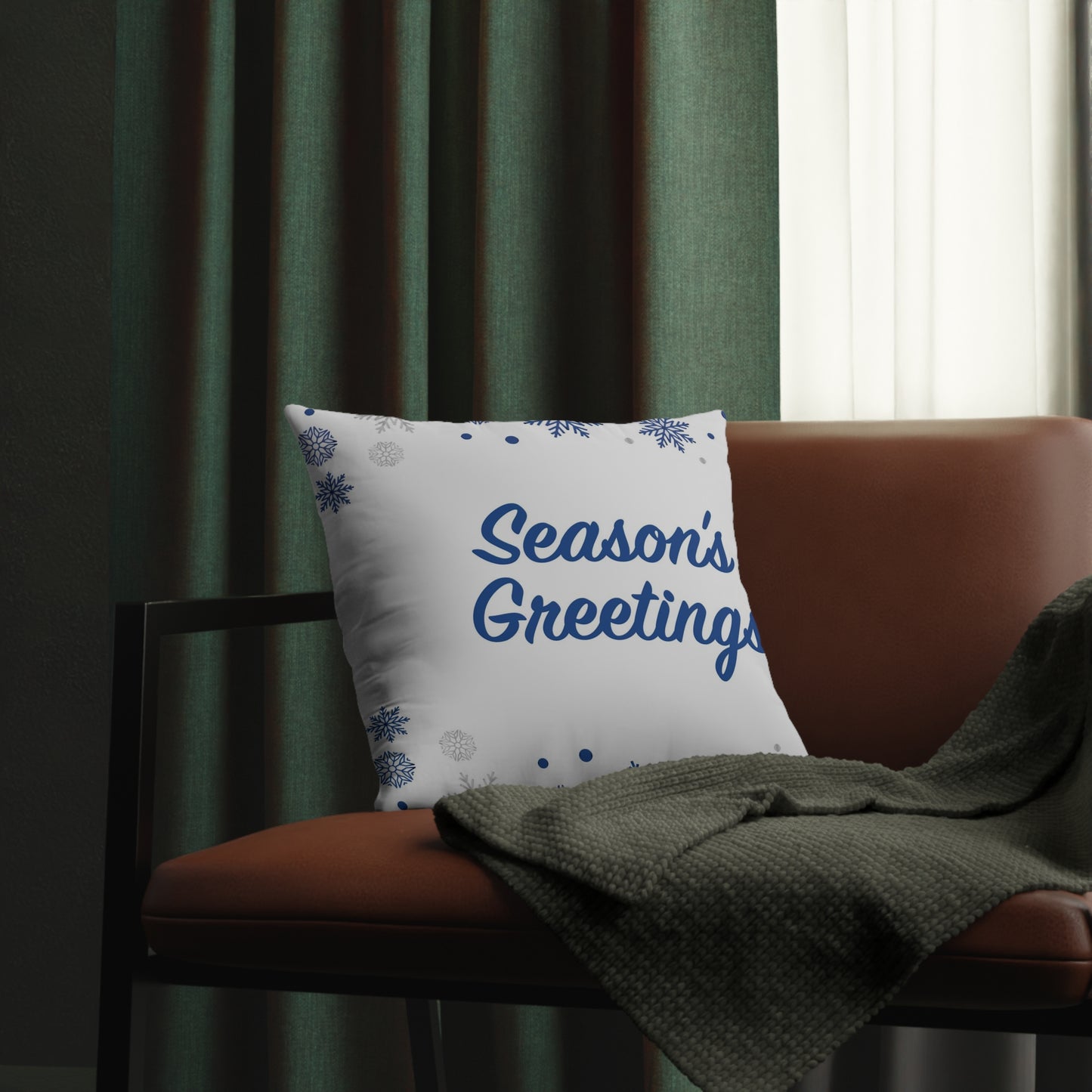 Season's Greetings Waterproof Pillows, White