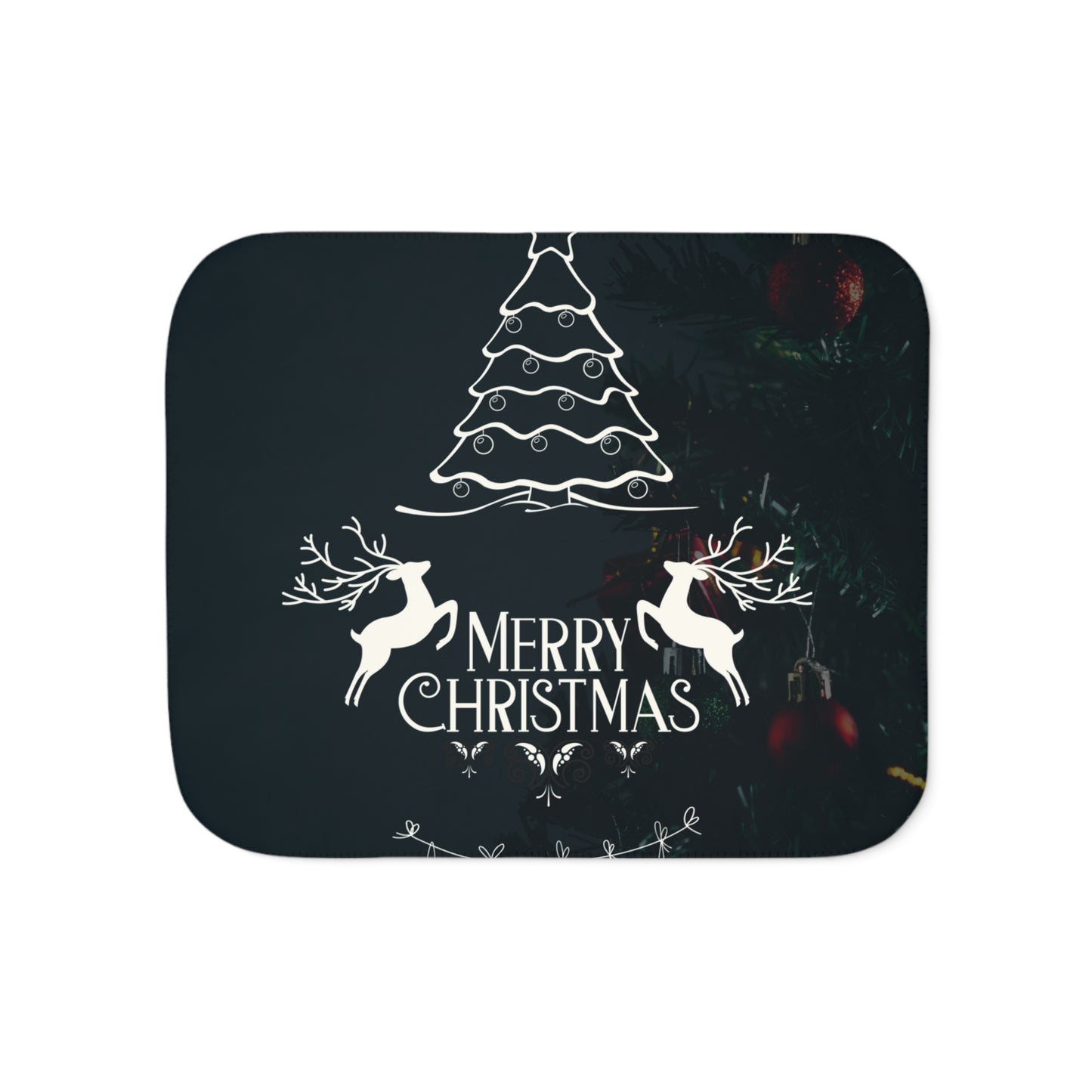 Merry Christmas in Black Printed Sherpa Blanket