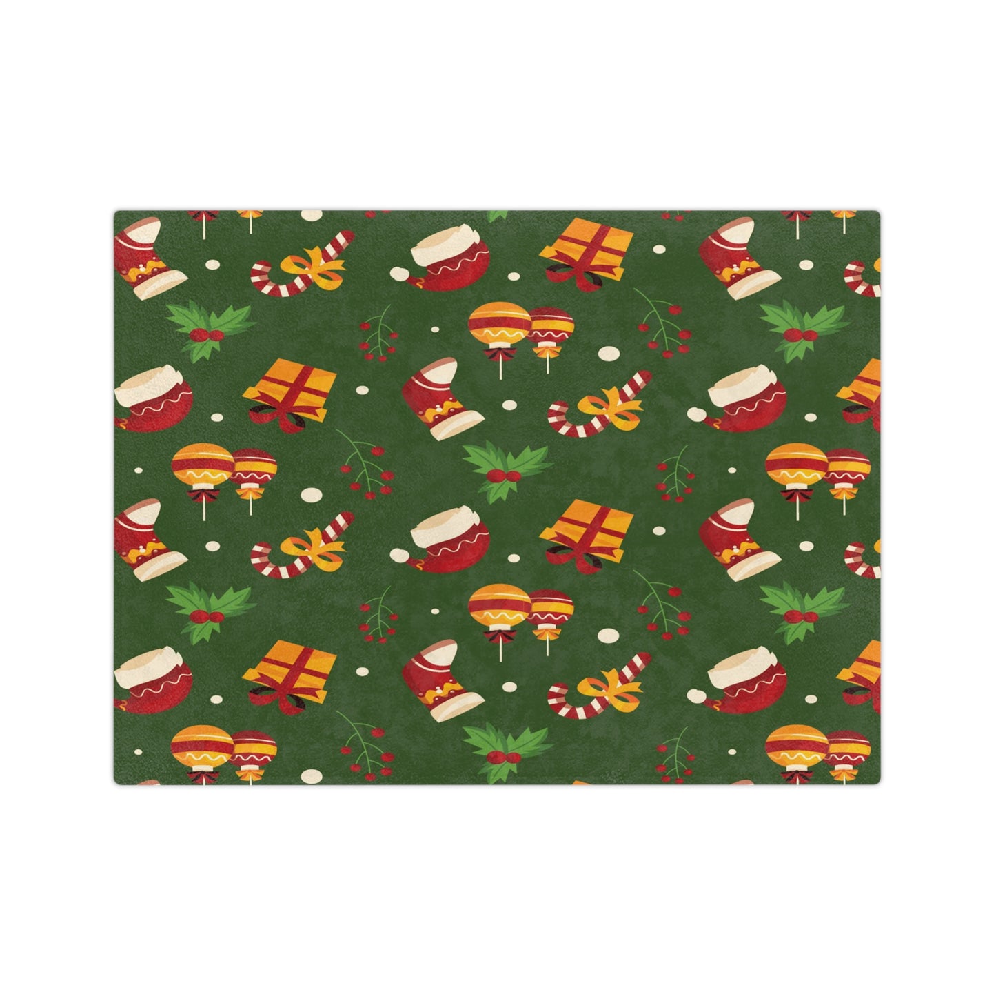 Dark Green Christmas Velveteen Minky Blanket