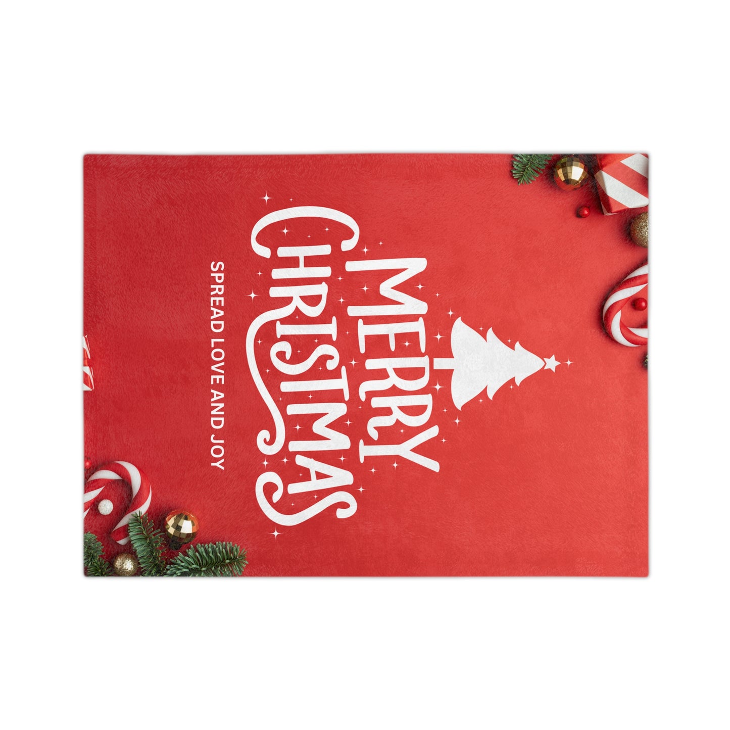 Merry Christmas, Spread Love and Joy Printed Velveteen Minky Blanket