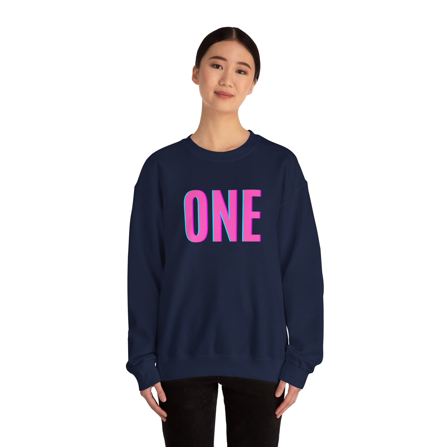 ONE Print White Unisex SweatshirtCrewneck Sweatshirt