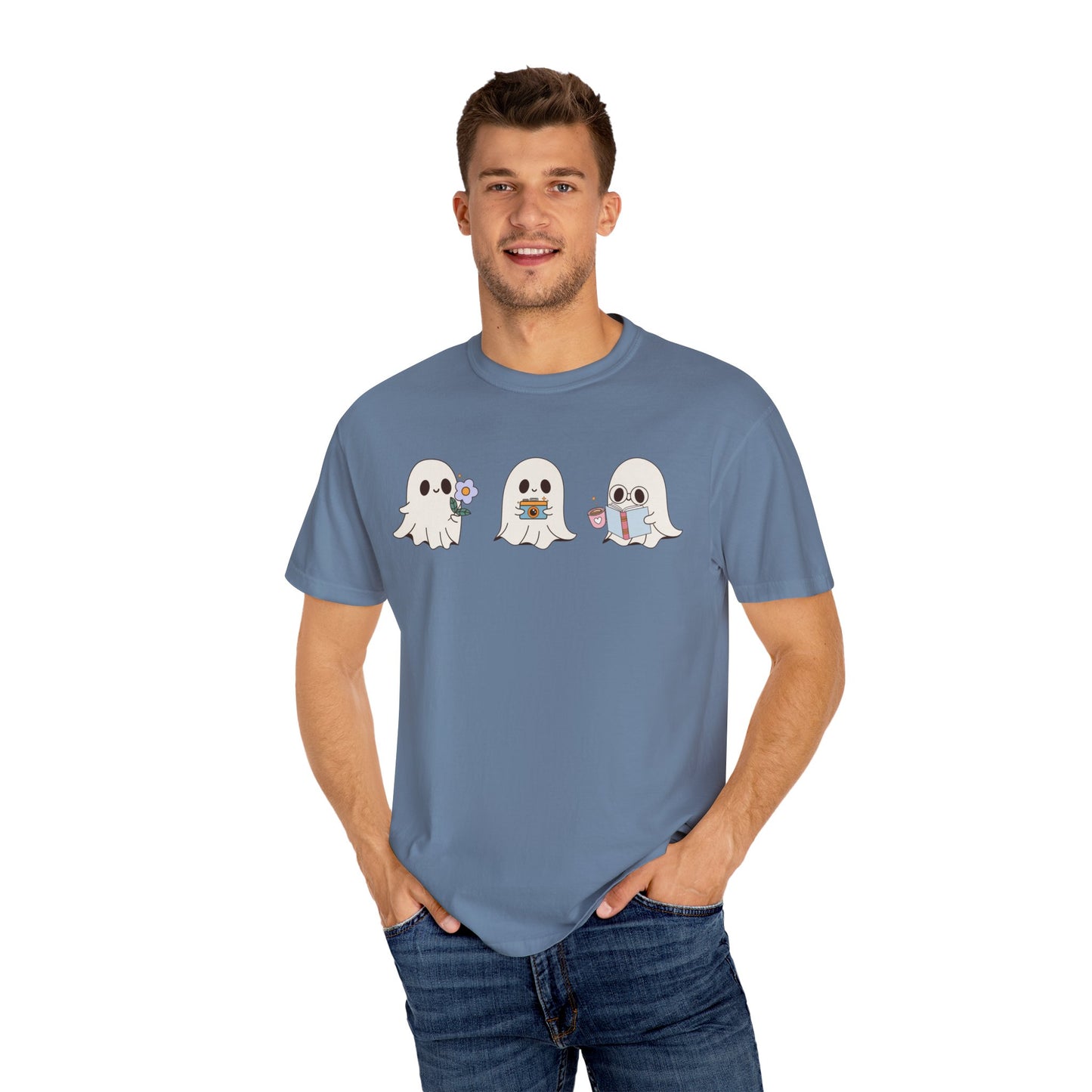 Cute Ghost Trio Halloween T-Shirt – Spooky Season Graphic Tee