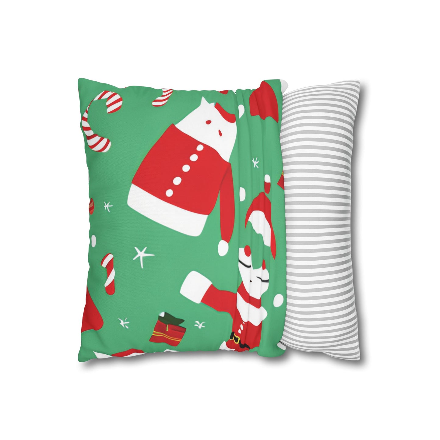 Christmas Spun Polyester Pillowcase with Double-Sided Print and Concealed Zipper